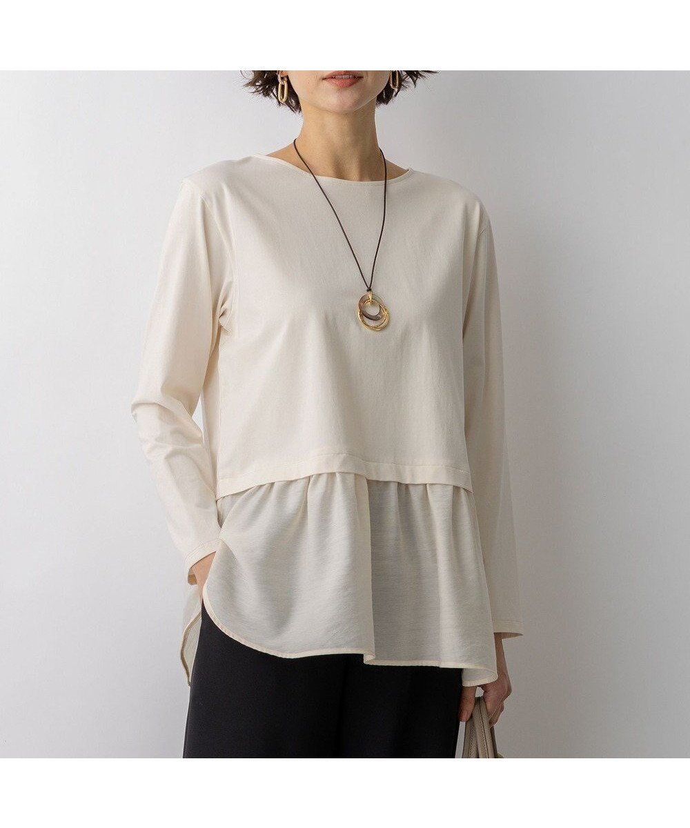 【23区/NIJYUSANKU】のナチュラルコットンベア シアードッキング カットソー インテリア・キッズ・メンズ・レディースファッション・服の通販 founy(ファニー) 　ファッション　Fashion　レディースファッション　Fashion for Women　トップス・カットソー　Cut & Sew Tops　シャツ・ブラウス・オフィスカジュアル　Elegant Blouses & Button-Ups　ロングTシャツ・Tシャツ　Longline T-Shirts & Tees　カットソー・ベーシックTシャツ　Cut-and-Sewn Tops / Stretch Tees & Basics　インナー　Innerwear　春　Spring　カットソー　Cut and Sewn Top　シアー　Sheer, See-Through　シンプル　Simple, Minimal　ジャケット　Jacket, Outerwear　スウェット / スエット　Sweatshirt, Sweatwear　ストレッチ　Stretch, Stretchy Fabric　タンク　Tank Top, Sleeveless Top　トレンド　Trend, Trending Now　ノースリーブ　Sleeveless, No-Sleeve　レース　Lace, Lace Fabric　ロング　Long, Long-Length　S/S・春夏　SS, Spring/Summer, Warm Season　夏　Summer　エレガント 上品　Elegant　2026年　2026　ベージュ系|ID: prp329100004889537 ipo3291000000036534509