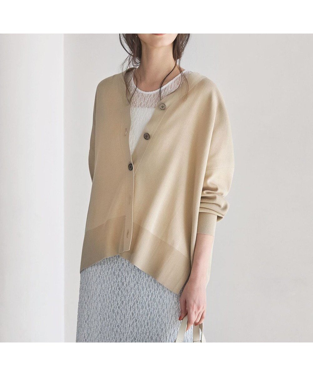 【23区/NIJYUSANKU】の【SLOW/一部店舗限定】コットンポリエステル カーディガン インテリア・キッズ・メンズ・レディースファッション・服の通販 founy(ファニー) 　ファッション　Fashion　レディースファッション　Fashion for Women　トップス・カットソー　Cut & Sew Tops　カーディガン・羽織り　Layered Style Cardigans　春　Spring　カーディガン　Cardigan, Knitwear　ストレッチ　Stretch, Stretchy Fabric　セットアップ　Set-Up, Coordinated Outfit　ホールガーメント　WholeGarment, Seamless Knit　ボックス　Boxy, Box Shape　リブニット　Rib Knit, Ribbed Knit　S/S・春夏　SS, Spring/Summer, Warm Season　夏　Summer　エレガント 上品　Elegant　2026年　2026　ベージュ系|ID: prp329100004891301 ipo3291000000036561012