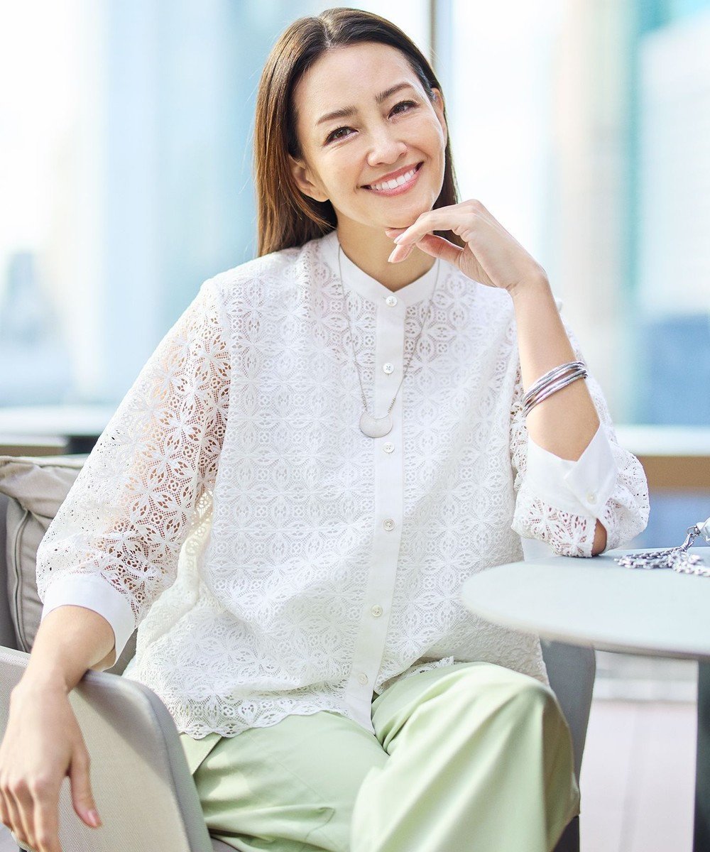 【自由区/JIYU-KU】の【カタログ掲載】ジオメトリックレース ブラウス 人気、トレンドファッション・服の通販 founy(ファニー) 　ファッション　Fashion　レディースファッション　Fashion for Women　トップス・カットソー　Cut & Sew Tops　シャツ・ブラウス・オフィスカジュアル　Elegant Blouses & Button-Ups　エレガント 上品　Elegant　クロップド　Cropped, Short Length　シンプル　Simple, Minimal　トレンド　Trend, Trending Now　バランス　Balance, Style Balance　フレア　Flare, Flared　ブロッキング　Color Blocking, Panel Design　ボトム　Bottoms, Lower Wear　レース　Lace, Lace Fabric　ワイド　Wide, Wide Fit　夏　Summer　春　Spring　S/S・春夏　SS, Spring/Summer, Warm Season　無地　Plain, Solid Color　透かし　Cut-Out, Lacework　 other-1|ID: prp329100004891394 ipo3291000000036562211