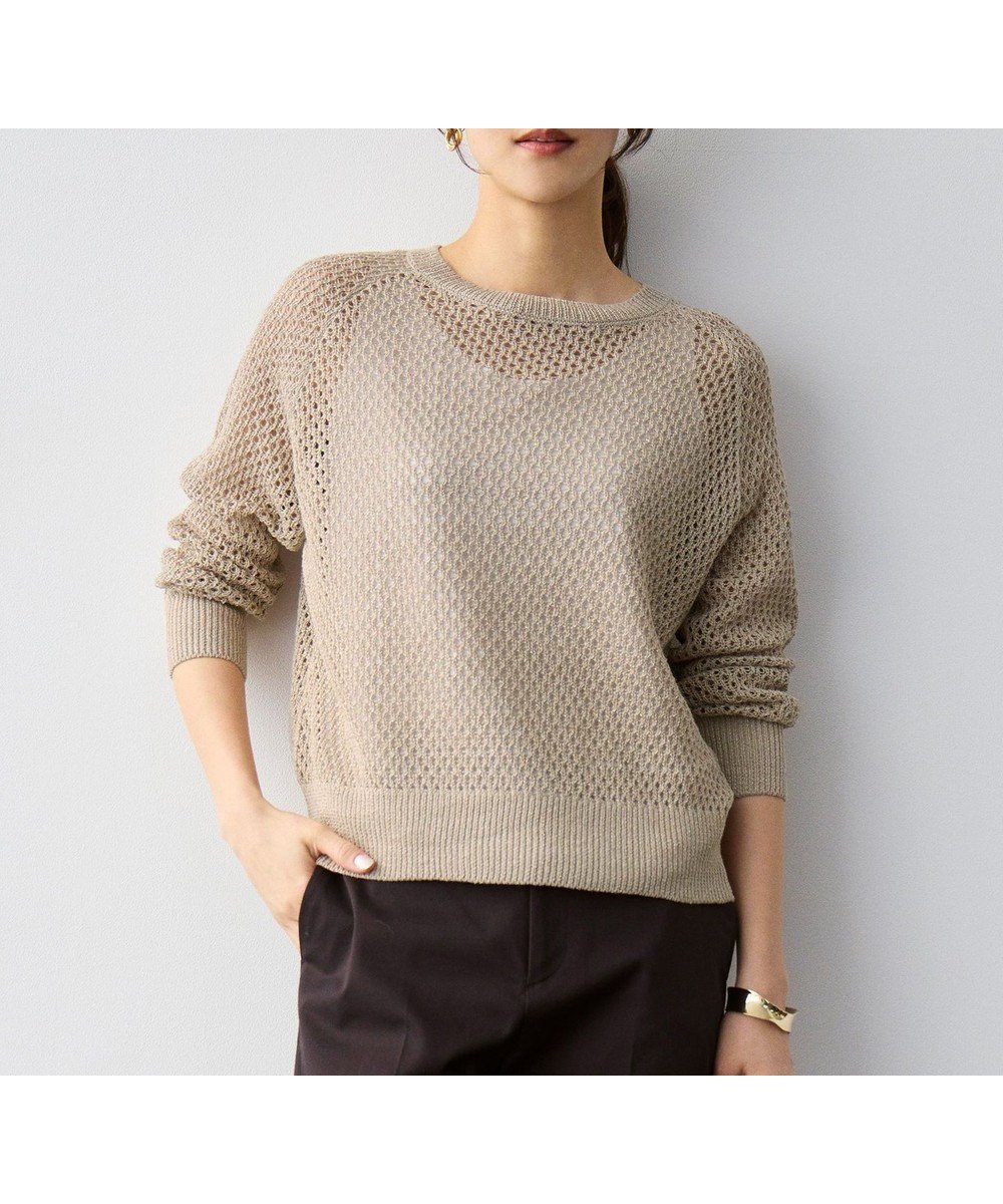 【自由区/JIYU-KU】の【SHIHOさん着用】リネンミドルゲージメッシュ ニット インテリア・キッズ・メンズ・レディースファッション・服の通販 founy(ファニー) 　ファッション　Fashion　レディースファッション　Fashion for Women　トップス・カットソー　Cut & Sew Tops　ニット　Knit Tops & Sweaters　セーター　Sweater, Knitwear　トレンド　Trend, Trending Now　フレンチ　French, French Style　ベーシック　Basic, Essential　ボトム　Bottoms, Lower Wear　メッシュ　Mesh, Net Fabric　リネン　Linen, Linen Fabric　夏　Summer　春　Spring　S/S・春夏　SS, Spring/Summer, Warm Season　ベージュラメ|ID: prp329100004891535 ipo3291000000036563679