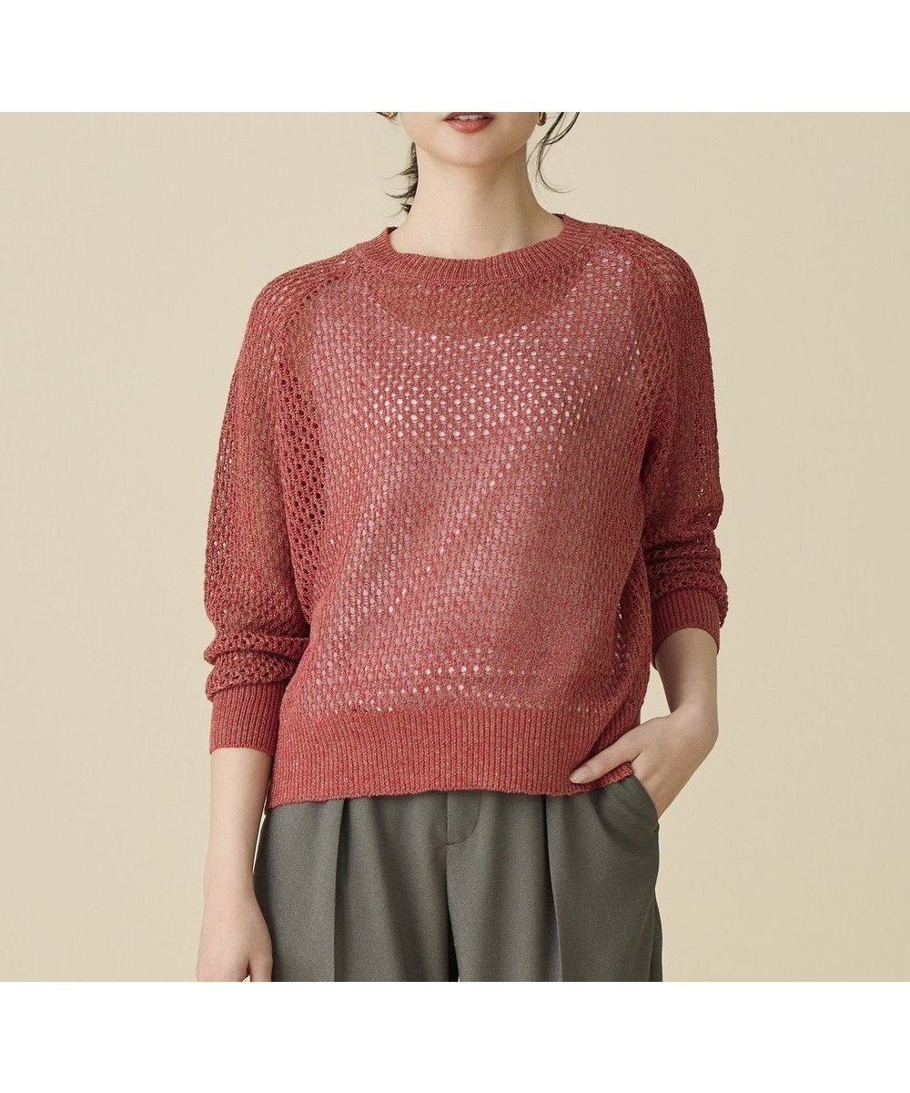 【自由区/JIYU-KU】の【SHIHOさん着用】リネンミドルゲージメッシュ ニット インテリア・キッズ・メンズ・レディースファッション・服の通販 founy(ファニー) 　ファッション　Fashion　レディースファッション　Fashion for Women　トップス・カットソー　Cut & Sew Tops　ニット　Knit Tops & Sweaters　セーター　Sweater, Knitwear　トレンド　Trend, Trending Now　フレンチ　French, French Style　ベーシック　Basic, Essential　ボトム　Bottoms, Lower Wear　メッシュ　Mesh, Net Fabric　リネン　Linen, Linen Fabric　夏　Summer　春　Spring　S/S・春夏　SS, Spring/Summer, Warm Season　ピンク|ID: prp329100004891535 ipo3291000000036563683