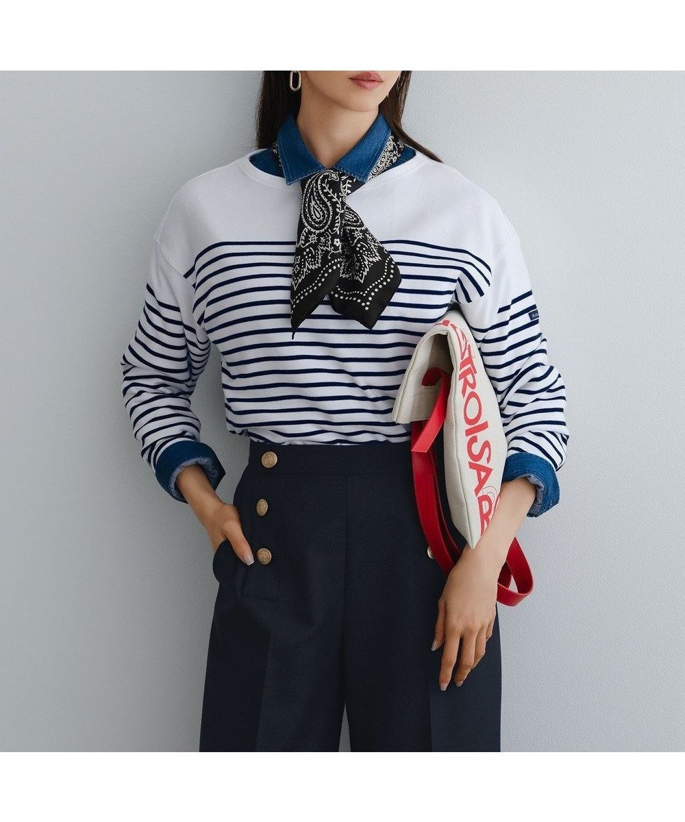 【23区/NIJYUSANKU】のArmor-lux パネルボーダー クロップド カットソー インテリア・キッズ・メンズ・レディースファッション・服の通販 founy(ファニー) 　ファッション　Fashion　レディースファッション　Fashion for Women　トップス・カットソー　Cut & Sew Tops　シャツ・ブラウス・オフィスカジュアル　Elegant Blouses & Button-Ups　ロングTシャツ・Tシャツ　Longline T-Shirts & Tees　カットソー・ベーシックTシャツ　Cut-and-Sewn Tops / Stretch Tees & Basics　春　Spring　カットソー　Cut and Sewn Top　クロップド　Cropped, Short Length　なめらか　Smooth, Silky Texture　バスク　Basque, Basque Style　バランス　Balance, Style Balance　フェミニン　Feminine, Girly　フランス　France, French　フレンチ　French, French Style　ベーシック　Basic, Essential　ボーダー　Border, Stripe　リラックス　Relax, Relaxed Fit　ワーク　Workwear, Utility Style　S/S・春夏　SS, Spring/Summer, Warm Season　夏　Summer　エレガント 上品　Elegant　2026年　2026　ネイビー系|ID: prp329100004891709 ipo3291000000036564722