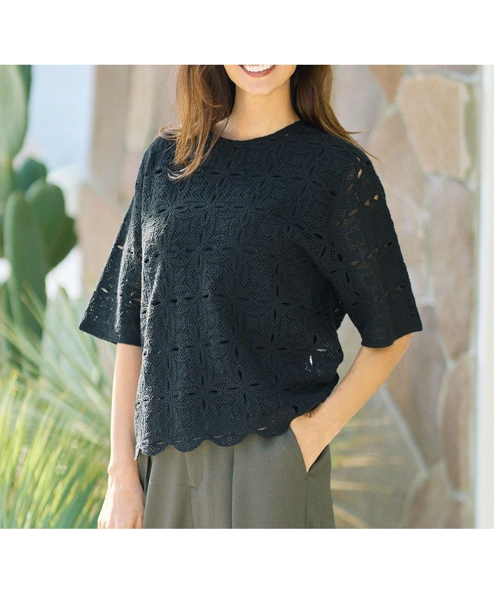 【自由区/JIYU-KU】の【1枚でキレイ見え】エンブロイダリー ニット インテリア・キッズ・メンズ・レディースファッション・服の通販 founy(ファニー) ファッション Fashion レディースファッション Fashion for Women トップス・カットソー Cut & Sew Tops ニット Knit Tops & Sweaters おすすめ Recommended / Our Picks かぎ針 Crochet エンブロイダリー Embroidery Design セーター Sweater, Knitwear デニム Denim, Jeans Material ボトム Bottoms, Lower Wear 夏 Summer 定番 Standard, Basic Item 春 Spring S/S・春夏 SS, Spring/Summer, Warm Season ブラック|ID: prp329100004891804 ipo3291000000036565383