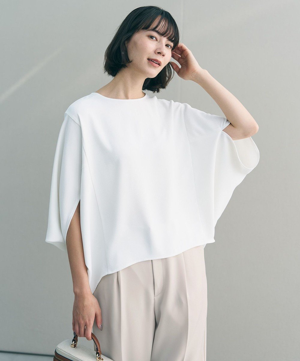 【アンフィーロ 自由区/UNFILO】のジョーゼット ドルマンプルオーバー インテリア・キッズ・メンズ・レディースファッション・服の通販 founy(ファニー) 　ファッション　Fashion　レディースファッション　Fashion for Women　トップス・カットソー　Cut & Sew Tops　シャツ・ブラウス・オフィスカジュアル　Elegant Blouses & Button-Ups　カジュアルプルオーバー・ニットトップス　Pullovers & Knit Tops / Casual Pullovers　エレガント 上品　Elegant　春　Spring　ジョーゼット　Georgette, Semi-Sheer Fabric　スリット　Slit, Slit Detail　ドレープ　Drape, Draping Fabric　S/S・春夏　SS, Spring/Summer, Warm Season　夏　Summer　オフ|ID: prp329100004891806 ipo3291000000036565401