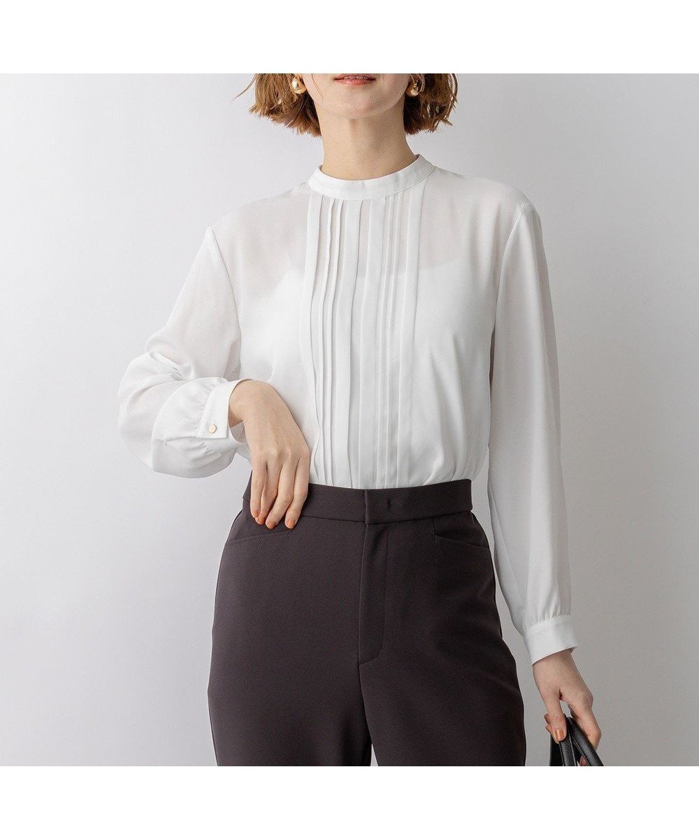 【23区/NIJYUSANKU】のバックサテンアムンゼン フロントタックブラウス 人気、トレンドファッション・服の通販 founy(ファニー) 　ファッション　Fashion　レディースファッション　Fashion for Women　トップス・カットソー　Cut & Sew Tops　シャツ・ブラウス・オフィスカジュアル　Elegant Blouses & Button-Ups　インナー　Innerwear　春　Spring　カーディガン　Cardigan, Knitwear　吸水　Absorbent, Quick-Dry　シンプル　Simple, Minimal　ジャケット　Jacket, Outerwear　ドレープ　Drape, Draping Fabric　フロント　Front, Front Design　ロング　Long, Long-Length　S/S・春夏　SS, Spring/Summer, Warm Season　おすすめ　Recommended / Our Picks　夏　Summer　エレガント 上品　Elegant　セレモニー　Ceremony　2026年　2026　 other-1|ID: prp329100004891848 ipo3291000000036565832