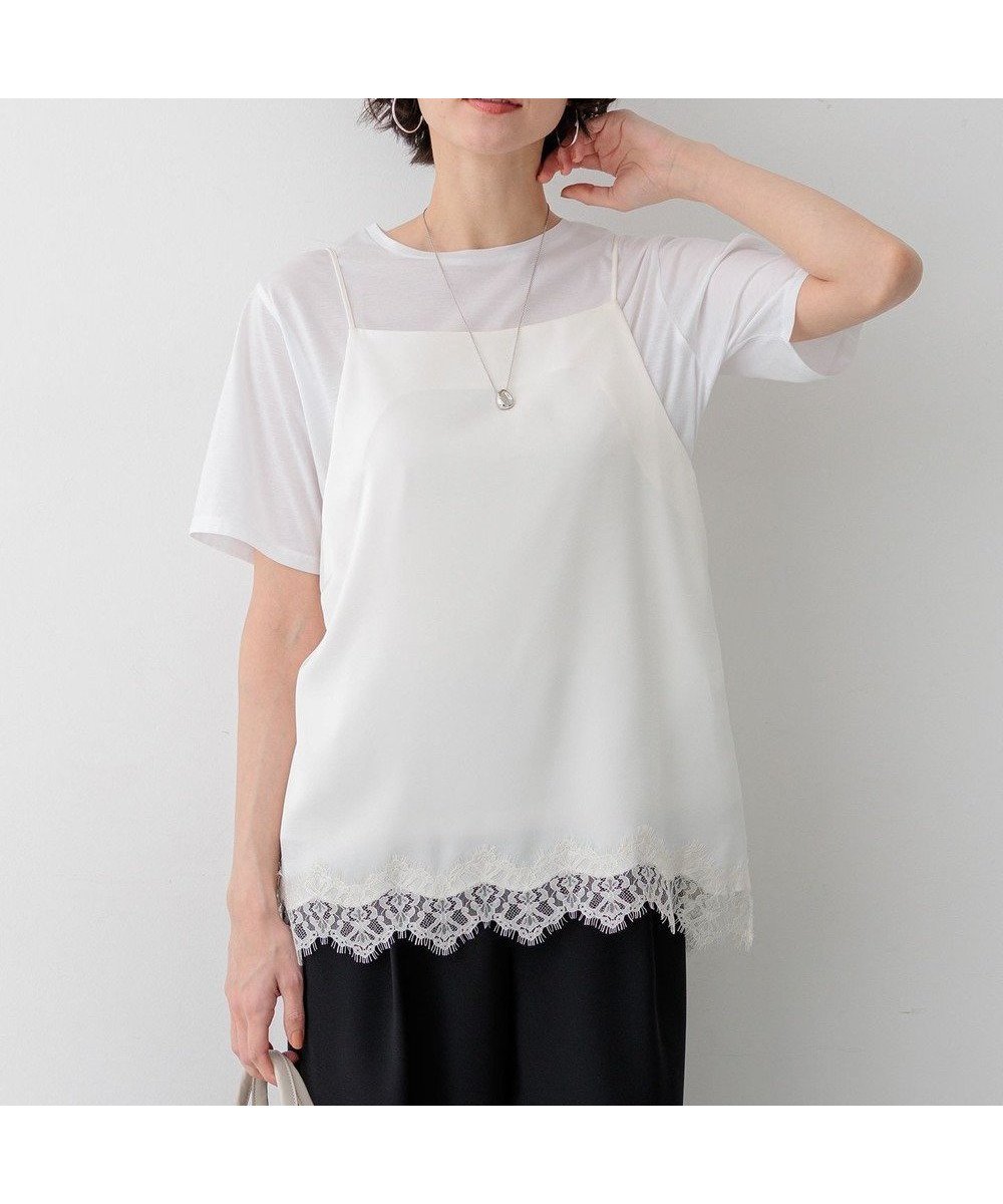 【23区/NIJYUSANKU】のサテンレースキャミソール インテリア・キッズ・メンズ・レディースファッション・服の通販 founy(ファニー) 　ファッション　Fashion　レディースファッション　Fashion for Women　トップス・カットソー　Cut & Sew Tops　キャミソール&ノースリーブ　Camisoles & Sleeveless Tops　インナー　Innerwear　春　Spring　キャミソール　Camisole, Spaghetti Strap Top　サテン　Satin, Glossy Fabric　ジャケット　Jacket, Outerwear　スカラップ　Scallop, Scalloped Edge　ストレッチ　Stretch, Stretchy Fabric　トレンド　Trend, Trending Now　ビスチェ　Bustier, Corset Top　フェミニン　Feminine, Girly　レース　Lace, Lace Fabric　S/S・春夏　SS, Spring/Summer, Warm Season　夏　Summer　エレガント 上品　Elegant　2026年　2026　アイボリー系|ID: prp329100004891925 ipo3291000000036566481