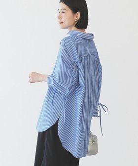 【アメリカンホリック/AMERICAN HOLIC】の【WEB限定】イージーケアバックギャザーリボンシャツ 人気、トレンドファッション・服の通販 founy(ファニー) ファッション Fashion レディースファッション Fashion for Women トップス・カットソー Cut & Sew Tops シャツ・ブラウス・オフィスカジュアル Elegant Blouses & Button-Ups 春 Spring ギャザー Gathered, Ruffled ストライプ Stripe, Striped Pattern フェミニン Feminine, Girly ポケット Pocket, Pocket Detail リボン Ribbon, Bow S/S・春夏 SS, Spring/Summer, Warm Season 夏 Summer |ID:prp329100004892130