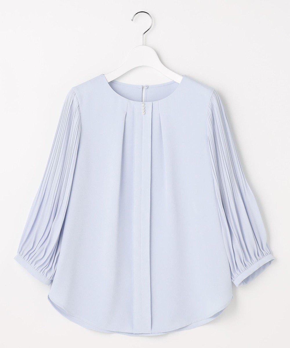 【エニィ スィス/any SiS】のプリーツスリーブ ブラウス インテリア・キッズ・メンズ・レディースファッション・服の通販 founy(ファニー) 　ファッション　Fashion　レディースファッション　Fashion for Women　トップス・カットソー　Cut & Sew Tops　シャツ・ブラウス・オフィスカジュアル　Elegant Blouses & Button-Ups　おすすめ　Recommended / Our Picks　ウォッシャブル　Machine Washable　シフォン　Chiffon, Lightweight Fabric　シンプル　Simple, Minimal　ジャケット　Jacket, Outerwear　スリーブ　Sleeve, Long Sleeve / Short Sleeve　ドレープ　Drape, Draping Fabric　プリーツ　Pleats, Pleated　ランダム　Random, Irregular　エレガント 上品　Elegant　夏　Summer　新作・新入荷　New Arrivals / New In　春　Spring　S/S・春夏　SS, Spring/Summer, Warm Season　ビジネス 仕事 通勤　Business / Work / Commuting　ライトブルー|ID: prp329100004892177 ipo3291000000036568453