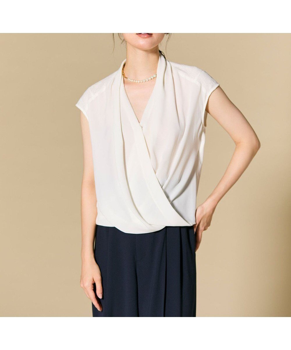 【ベイジ,/BEIGE,】のOLIVE / カシュクールフレンチスリーブブラウス インテリア・キッズ・メンズ・レディースファッション・服の通販 founy(ファニー) 　ファッション　Fashion　レディースファッション　Fashion for Women　トップス・カットソー　Cut & Sew Tops　シャツ・ブラウス・オフィスカジュアル　Elegant Blouses & Button-Ups　インナー　Innerwear　エレガント 上品　Elegant　ジャケット　Jacket, Outerwear　スリーブ　Sleeve, Long Sleeve / Short Sleeve　セレモニー　Ceremony　ドレープ　Drape, Draping Fabric　フレンチ　French, French Style　ラップ　Wrap, Wrap Design　レース　Lace, Lace Fabric　人気　Popular, Best Seller　ビジネス 仕事 通勤　Business / Work / Commuting　半袖　Short Sleeve, Half Sleeve　夏　Summer　定番　Standard, Basic Item　S/S・春夏　SS, Spring/Summer, Warm Season　A/W・秋冬　Autumn/Winter　White|ID: prp329100004895628 ipo3291000000036599332