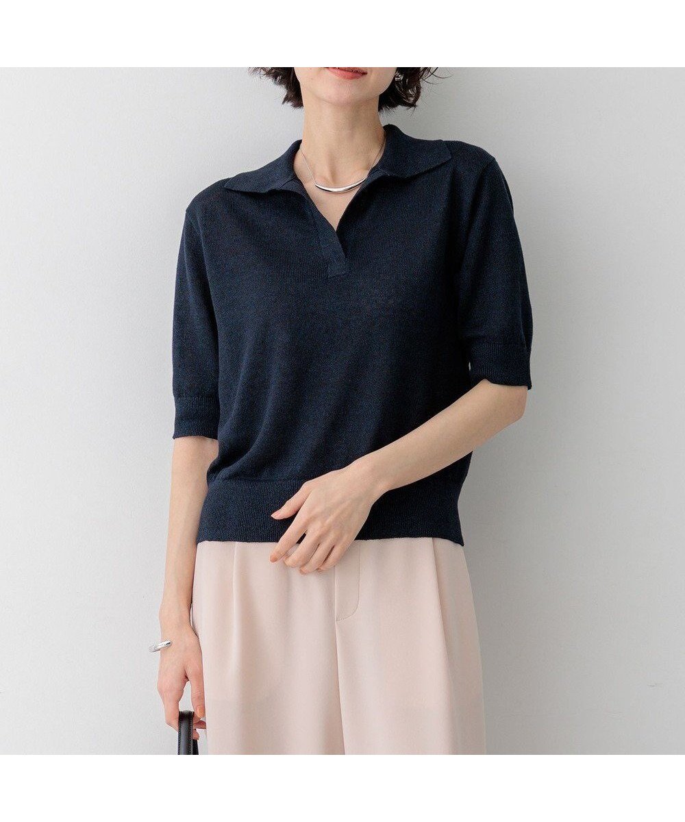 【23区/NIJYUSANKU】の【CanCam掲載】ピュアリネン スキッパー ポロニット インテリア・キッズ・メンズ・レディースファッション・服の通販 founy(ファニー) 雑誌掲載アイテム Magazine Picks & Fashion Features ファッション雑誌 Fashion Magazines キャンキャン CanCam ファッション Fashion レディースファッション Fashion for Women トップス・カットソー Cut & Sew Tops ニット Knit Tops & Sweaters インナー Innerwear 春 Spring 4月号 April Issue シンプル Simple, Minimal スキッパー Skipper, Open Collar スラックス Slacks, Dress Pants スリーブ Sleeve, Long Sleeve / Short Sleeve セーター Sweater, Knitwear 雑誌 Magazine, Fashion Magazine デニム Denim, Jeans Material リネン Linen, Linen Fabric S/S・春夏 SS, Spring/Summer, Warm Season 夏 Summer 2026年 2026 ネイビー系|ID: prp329100004898207 ipo3291000000036642778