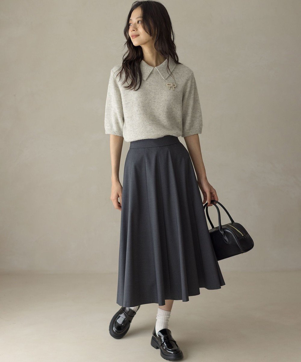 【組曲/KUMIKYOKU】の【ご好評につき追加販売 / 加藤ローサさん着用】ハンサムツイルフレア スカート インテリア・キッズ・メンズ・レディースファッション・服の通販 founy(ファニー) 　ファッション　Fashion　レディースファッション　Fashion for Women　スカート　Skirts　Aライン・フレアスカート　A-Line & Flared Skirts　ウォーム　Warm Fabric　キュロット　Culottes, Wide Shorts　ジャケット　Jacket, Outerwear　ストレッチ　Stretch, Stretchy Fabric　チェック　Check, Plaid, Tartan　ドレープ　Drape, Draping Fabric　パターン　Pattern, Design Print　フレア　Flare, Flared　ワイド　Wide, Wide Fit　A/W・秋冬　Autumn/Winter　エレガント 上品　Elegant　グレー系|ID: prp329100004898230 ipo3291000000036643020