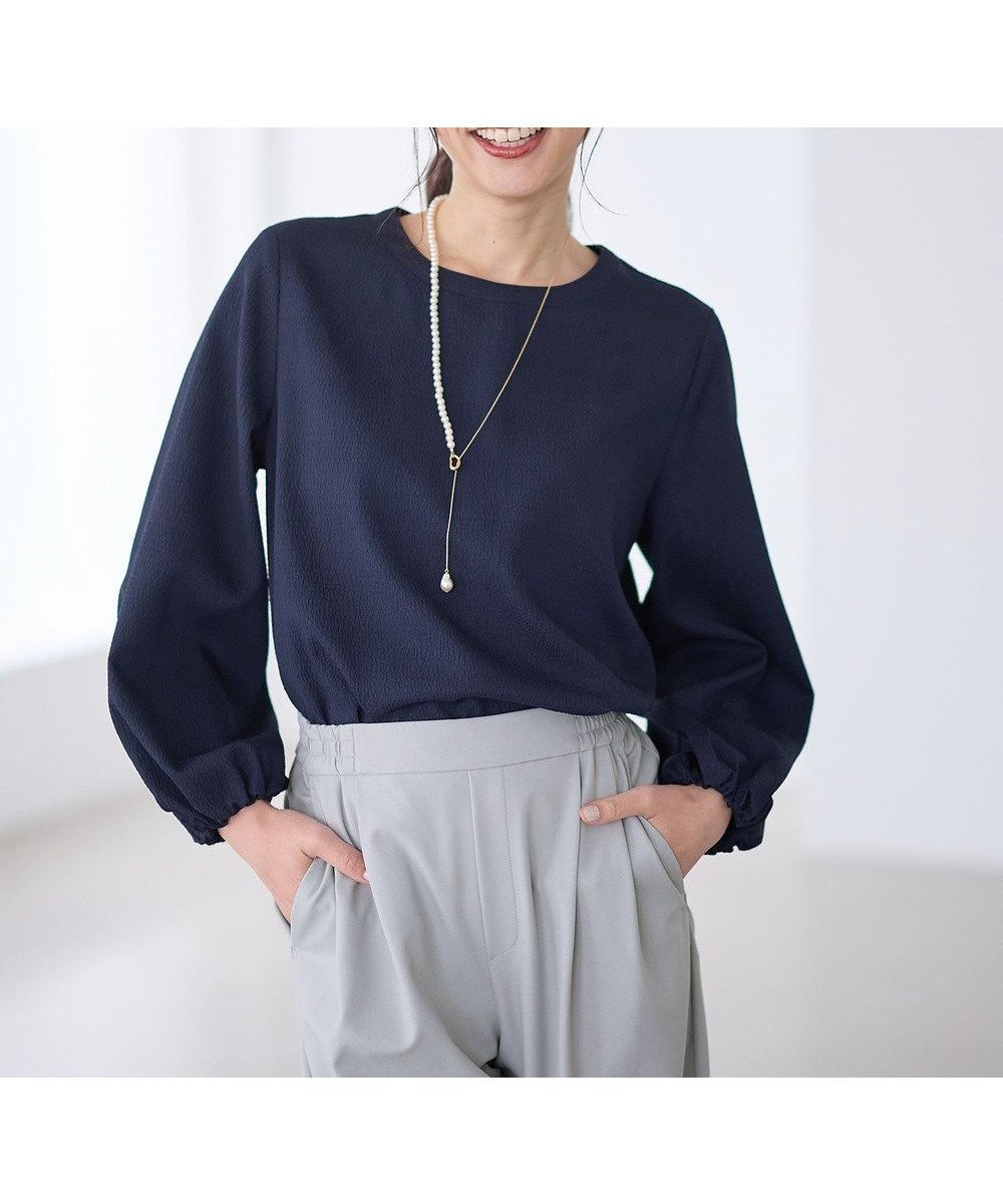 【エニー/ANY】のポコポコバルーン袖ブラウス インテリア・キッズ・メンズ・レディースファッション・服の通販 founy(ファニー) 　ファッション　Fashion　レディースファッション　Fashion for Women　トップス・カットソー　Cut & Sew Tops　シャツ・ブラウス・オフィスカジュアル　Elegant Blouses & Button-Ups　おすすめ　Recommended / Our Picks　スリット　Slit, Slit Detail　スリーブ　Sleeve, Long Sleeve / Short Sleeve　デニム　Denim, Jeans Material　バルーン　Balloon, Balloon Silhouette　夏　Summer　春　Spring　S/S・春夏　SS, Spring/Summer, Warm Season　ネイビー|ID: prp329100004899427 ipo3291000000036656788