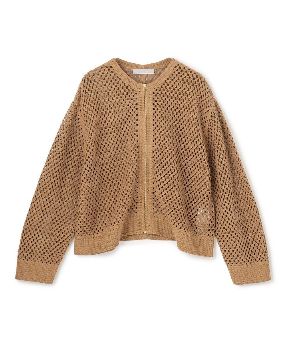 【アンフィーロ 自由区/UNFILO】のクロシェレースニット ZIPカーディガン インテリア・キッズ・メンズ・レディースファッション・服の通販 founy(ファニー) 　ファッション　Fashion　レディースファッション　Fashion for Women　トップス・カットソー　Cut & Sew Tops　ニット　Knit Tops & Sweaters　カーディガン・羽織り　Layered Style Cardigans　かぎ針　Crochet　ウォッシャブル　Machine Washable　カットソー　Cut and Sewn Top　カーディガン　Cardigan, Knitwear　トレンド　Trend, Trending Now　レース　Lace, Lace Fabric　夏　Summer　春　Spring　S/S・春夏　SS, Spring/Summer, Warm Season　キャメル|ID: prp329100004899579 ipo3291000000036657958
