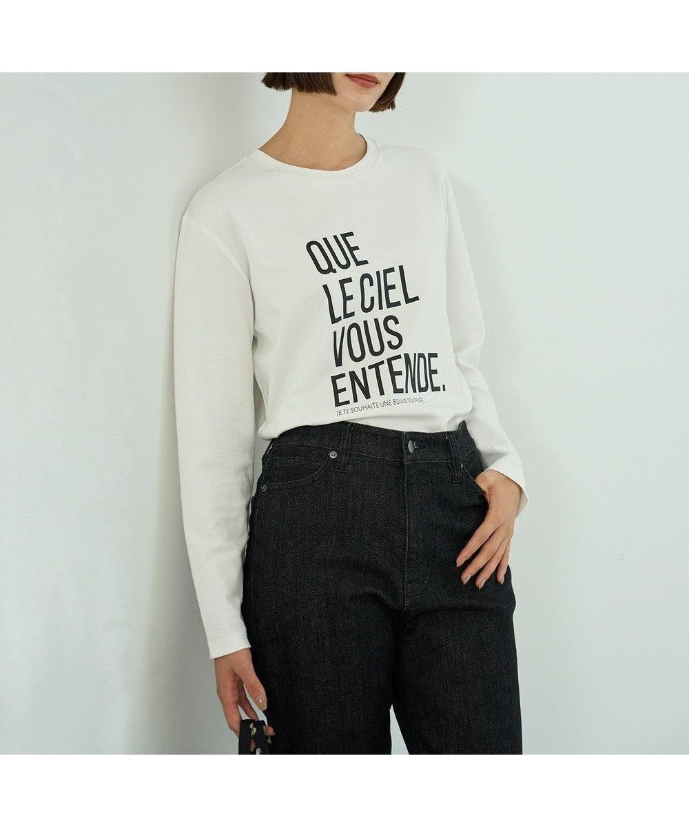 【アンフィーロ 自由区/UNFILO】のコットンスムース グラフィック ロンT インテリア・キッズ・メンズ・レディースファッション・服の通販 founy(ファニー) 　ファッション　Fashion　レディースファッション　Fashion for Women　トップス・カットソー　Cut & Sew Tops　シャツ・ブラウス・オフィスカジュアル　Elegant Blouses & Button-Ups　ロングTシャツ・Tシャツ　Longline T-Shirts & Tees　カットソー・ベーシックTシャツ　Cut-and-Sewn Tops / Stretch Tees & Basics　カットソー　Cut and Sewn Top　グラフィック　Graphic, Graphic Design　抗菌　Antibacterial, Bacteria-Resistant　シンプル　Simple, Minimal　ヘムライン　Hemline, Bottom Cut　A/W・秋冬　Autumn/Winter　おすすめ　Recommended / Our Picks　オフ|ID: prp329100004902872 ipo3291000000036693760