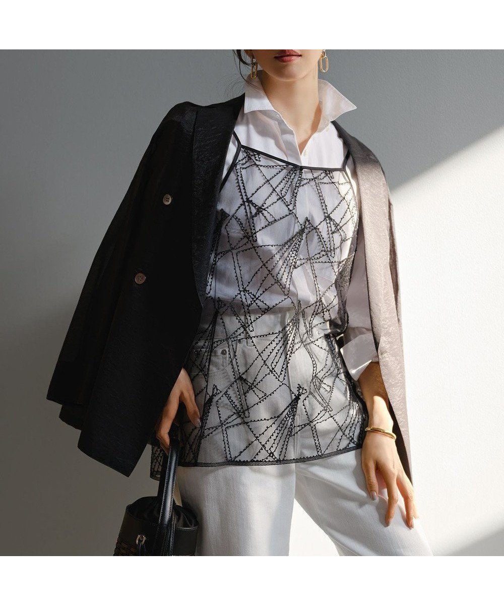 【23区/NIJYUSANKU】の【見上愛さん着用/Oggi掲載】ナイロンコットンシアーボイル ダブルジャケット インテリア・キッズ・メンズ・レディースファッション・服の通販 founy(ファニー) 　雑誌掲載アイテム　Magazine Picks & Fashion Features　ファッション雑誌　Fashion Magazines　オッジ　Oggi　ファッション　Fashion　レディースファッション　Fashion for Women　アウター　Coat / Outerwear Collection　レディースジャケット・軽アウター　Jackets　テーラードジャケット / 通勤・きれいめスタイル　Tailored Jackets & Blazers　春　Spring　5月号　May Issue　カーディガン　Cardigan, Knitwear　シアー　Sheer, See-Through　ジャケット　Jacket, Outerwear　雑誌　Magazine, Fashion Magazine　ダブル　Double, Double-Breasted　デニム　Denim, Jeans Material　トレンド　Trend, Trending Now　フェミニン　Feminine, Girly　マニッシュ　Mannish, Boyish　ワイド　Wide, Wide Fit　S/S・春夏　SS, Spring/Summer, Warm Season　夏　Summer　2026年　2026　ブラック系|ID: prp329100004902884 ipo3291000000036693874