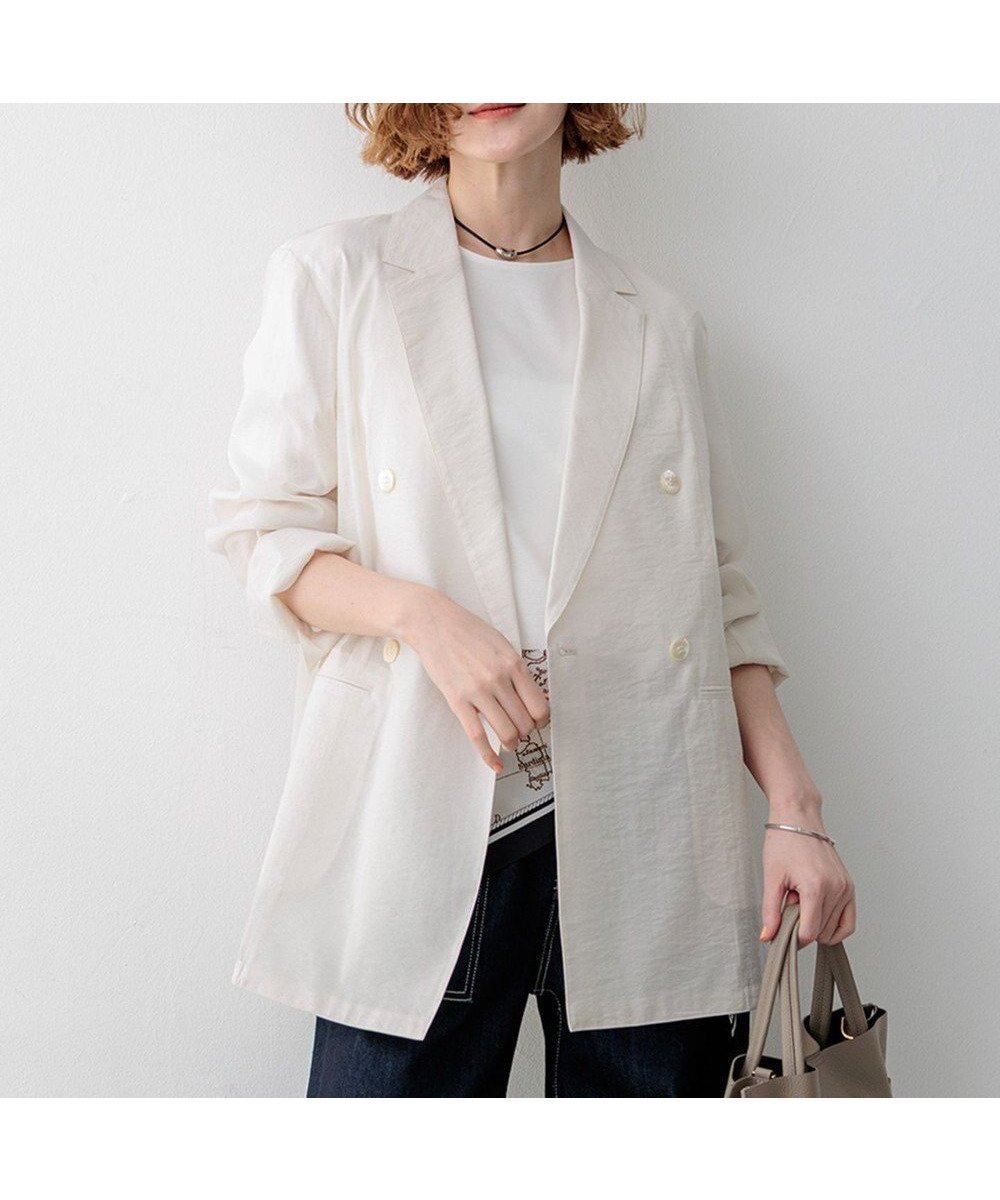 【23区/NIJYUSANKU】の【見上愛さん着用/Oggi掲載】ナイロンコットンシアーボイル ダブルジャケット インテリア・キッズ・メンズ・レディースファッション・服の通販 founy(ファニー) 　雑誌掲載アイテム　Magazine Picks & Fashion Features　ファッション雑誌　Fashion Magazines　オッジ　Oggi　ファッション　Fashion　レディースファッション　Fashion for Women　アウター　Coat / Outerwear Collection　レディースジャケット・軽アウター　Jackets　テーラードジャケット / 通勤・きれいめスタイル　Tailored Jackets & Blazers　春　Spring　5月号　May Issue　カーディガン　Cardigan, Knitwear　シアー　Sheer, See-Through　ジャケット　Jacket, Outerwear　雑誌　Magazine, Fashion Magazine　ダブル　Double, Double-Breasted　デニム　Denim, Jeans Material　トレンド　Trend, Trending Now　フェミニン　Feminine, Girly　マニッシュ　Mannish, Boyish　ワイド　Wide, Wide Fit　S/S・春夏　SS, Spring/Summer, Warm Season　夏　Summer　2026年　2026　ベージュ系|ID: prp329100004902884 ipo3291000000036693875