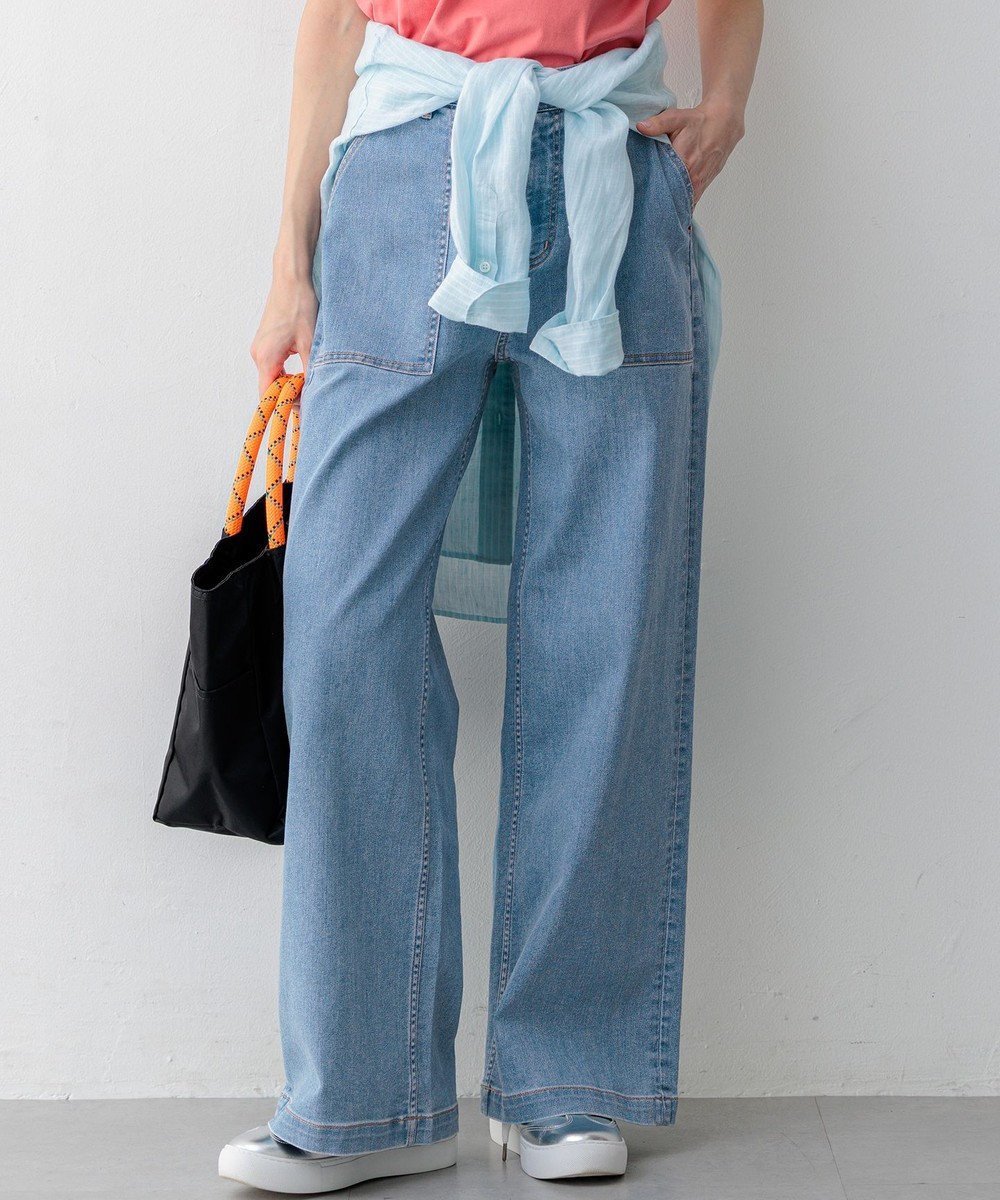 【23区/NIJYUSANKU】の【見上愛さん着用】23区 Summer DENIM ベイカーパンツ インテリア・キッズ・メンズ・レディースファッション・服の通販 founy(ファニー) 　ファッション　Fashion　レディースファッション　Fashion for Women　パンツ　Pants & Trousers　デニムパンツ・ジーンズ・美脚デニム　Denim Jeans & Pants　インディゴ　Indigo Denim　春　Spring　サマー　Summer, Summer Style　スタイリッシュ　Stylish, Fashionable　ストレッチ　Stretch, Stretchy Fabric　ストレート　Straight, Straight Cut　デニム　Denim, Jeans Material　トレンド　Trend, Trending Now　フロント　Front, Front Design　ブリーチ　Bleach, Washed Finish　プリント　Print, Printed Pattern　ポケット　Pocket, Pocket Detail　ワイド　Wide, Wide Fit　S/S・春夏　SS, Spring/Summer, Warm Season　おすすめ　Recommended / Our Picks　日本製　Made In Japan　夏　Summer　2026年　2026　ブリーチ系|ID: prp329100004902903 ipo3291000000036694067