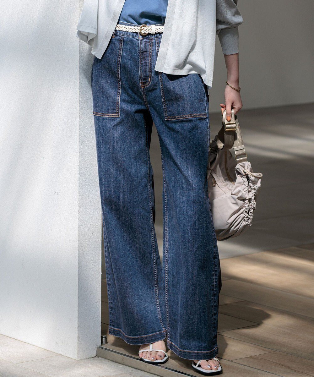 【23区/NIJYUSANKU】の【見上愛さん着用】23区 Summer DENIM ベイカーパンツ インテリア・キッズ・メンズ・レディースファッション・服の通販 founy(ファニー) 　ファッション　Fashion　レディースファッション　Fashion for Women　パンツ　Pants & Trousers　デニムパンツ・ジーンズ・美脚デニム　Denim Jeans & Pants　インディゴ　Indigo Denim　春　Spring　サマー　Summer, Summer Style　スタイリッシュ　Stylish, Fashionable　ストレッチ　Stretch, Stretchy Fabric　ストレート　Straight, Straight Cut　デニム　Denim, Jeans Material　トレンド　Trend, Trending Now　フロント　Front, Front Design　ブリーチ　Bleach, Washed Finish　プリント　Print, Printed Pattern　ポケット　Pocket, Pocket Detail　ワイド　Wide, Wide Fit　S/S・春夏　SS, Spring/Summer, Warm Season　おすすめ　Recommended / Our Picks　日本製　Made In Japan　夏　Summer　2026年　2026　インディゴ系|ID: prp329100004902903 ipo3291000000036694069