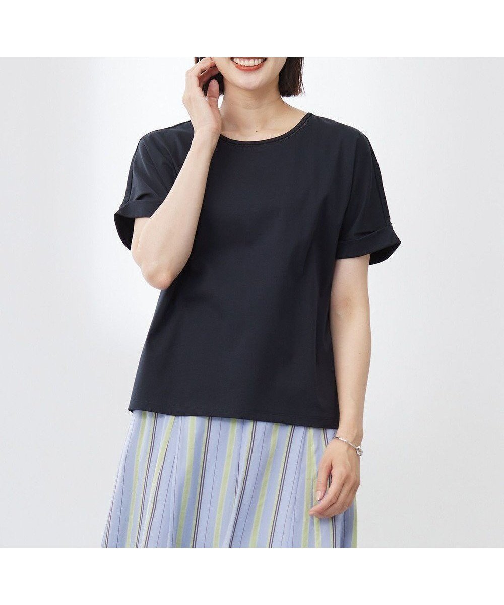 【ジェイ プレス/J.PRESS】の【WEB限定カラーあり・洗える】コットンスムース ハシゴレース カットソー インテリア・キッズ・メンズ・レディースファッション・服の通販 founy(ファニー) 　ファッション　Fashion　レディースファッション　Fashion for Women　トップス・カットソー　Cut & Sew Tops　シャツ・ブラウス・オフィスカジュアル　Elegant Blouses & Button-Ups　ロングTシャツ・Tシャツ　Longline T-Shirts & Tees　カットソー・ベーシックTシャツ　Cut-and-Sewn Tops / Stretch Tees & Basics　春　Spring　洗える　Machine Washable　カットソー　Cut and Sewn Top　カフス　Cuff Design　シルケット　Silket, Silky Cotton　シンプル　Simple, Minimal　ジャケット　Jacket, Outerwear　ベーシック　Basic, Essential　レース　Lace, Lace Fabric　S/S・春夏　SS, Spring/Summer, Warm Season　夏　Summer　エレガント 上品　Elegant　ネイビー系|ID: prp329100004906470 ipo3291000000036736617