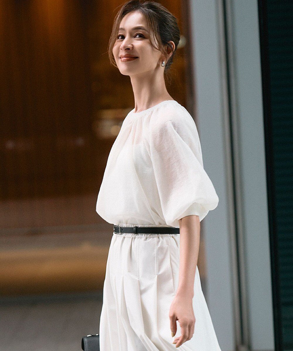 【アンフィーロ 自由区/UNFILO】のシアーギャザーニット 人気、トレンドファッション・服の通販 founy(ファニー) 　ファッション　Fashion　レディースファッション　Fashion for Women　トップス・カットソー　Cut & Sew Tops　ニット　Knit Tops & Sweaters　ウォッシャブル　Machine Washable　ギャザー　Gathered, Ruffled　クロップド　Cropped, Short Length　サマー　Summer, Summer Style　シアー　Sheer, See-Through　スリーブ　Sleeve, Long Sleeve / Short Sleeve　セーター　Sweater, Knitwear　フェミニン　Feminine, Girly　ボトム　Bottoms, Lower Wear　夏　Summer　春　Spring　S/S・春夏　SS, Spring/Summer, Warm Season　洗える　Machine Washable　 other-1|ID: prp329100004906526 ipo3291000000036737013