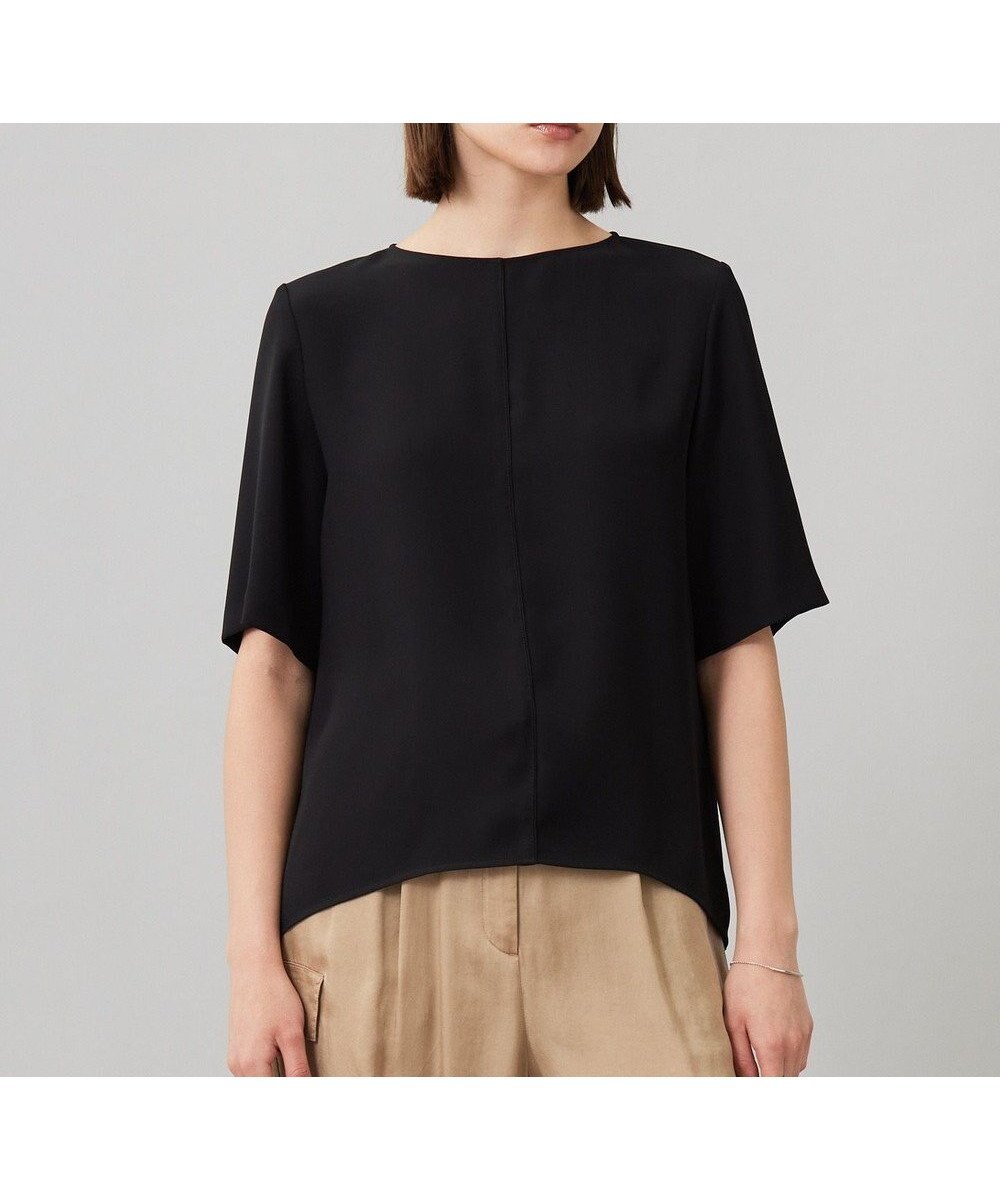 【アイシービー/iCB】の【UVカット・防シワ・洗える】ライトダブルクロス Tブラウス インテリア・キッズ・メンズ・レディースファッション・服の通販 founy(ファニー) 　ファッション　Fashion　レディースファッション　Fashion for Women　トップス・カットソー　Cut & Sew Tops　シャツ・ブラウス・オフィスカジュアル　Elegant Blouses & Button-Ups　洗える　Machine Washable　カッティング　Cutting Detail　ストレッチ　Stretch, Stretchy Fabric　セットアップ　Set-Up, Coordinated Outfit　ドレープ　Drape, Draping Fabric　定番　Standard, Basic Item　フロント　Front, Front Design　A/W・秋冬　Autumn/Winter　おすすめ　Recommended / Our Picks　2025年　2025　2025-2026秋冬・A/W　Autumn/Winter 2025–26 AW25–26　ブラック系|ID: prp329100004906530 ipo3291000000036737036