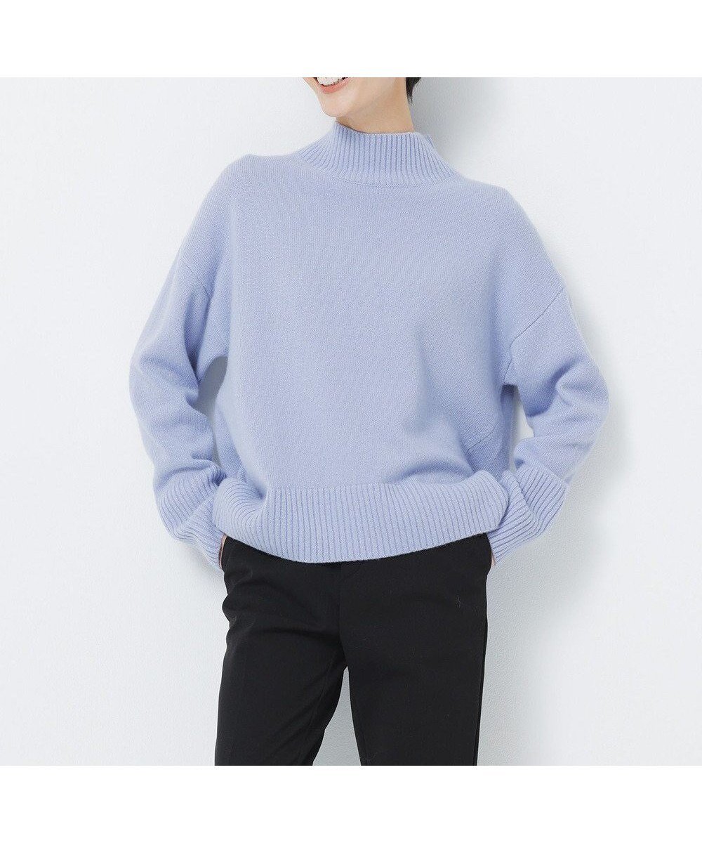 【アンフィーロ 自由区/UNFILO】のカシミヤブレンド ハイネックニット インテリア・キッズ・メンズ・レディースファッション・服の通販 founy(ファニー) 　ファッション　Fashion　レディースファッション　Fashion for Women　トップス・カットソー　Cut & Sew Tops　ニット　Knit Tops & Sweaters　ウォッシャブル　Machine Washable　スリット　Slit, Slit Detail　セーター　Sweater, Knitwear　ハイネック　High Neck, Mock Neck　ラウンド　Round, Round Neck　A/W・秋冬　Autumn/Winter　サックス|ID: prp329100004906580 ipo3291000000036737387