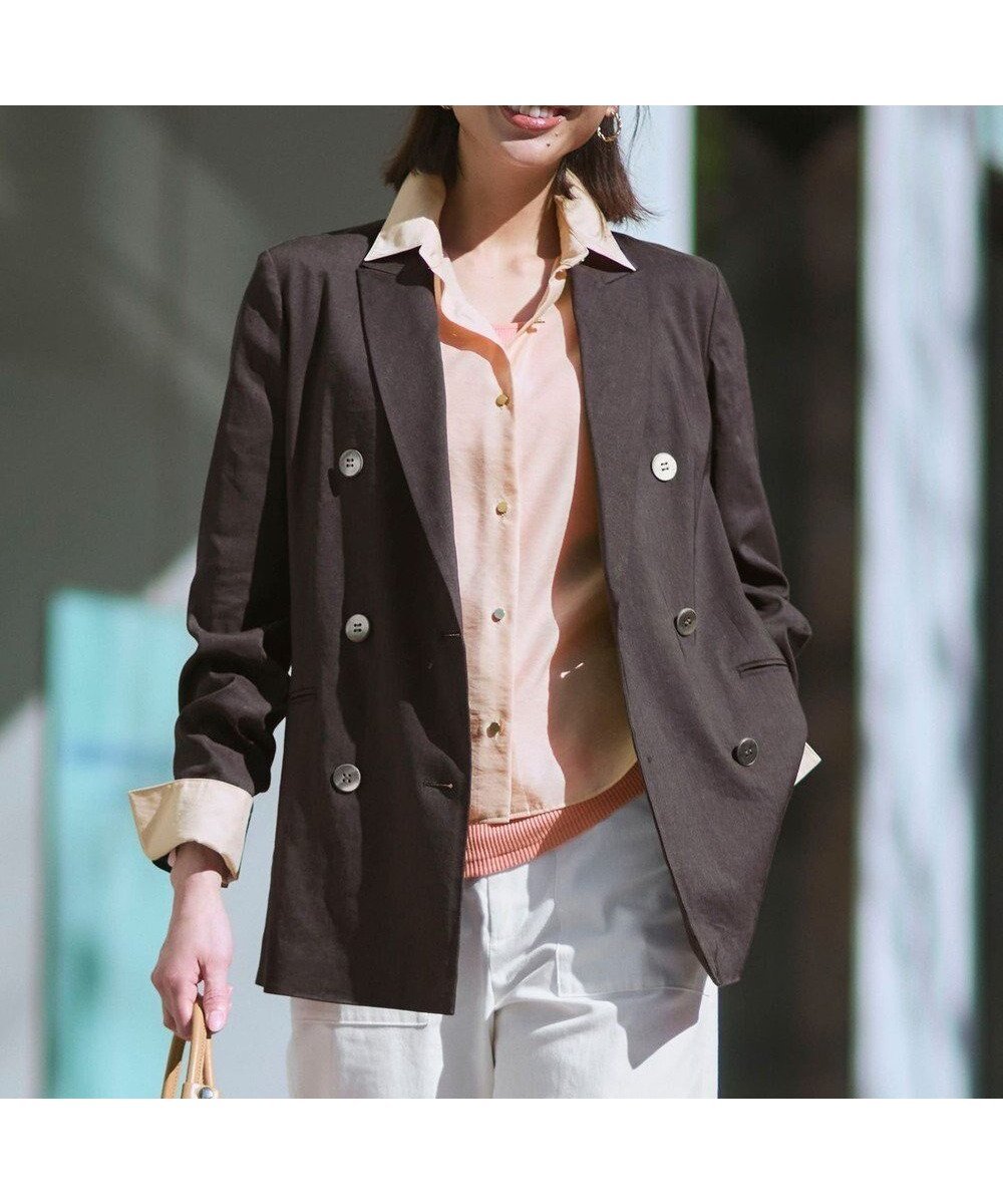 【23区/NIJYUSANKU】の【CanCam掲載】リネンレーヨンストレッチ ダブルジャケット 人気、トレンドファッション・服の通販 founy(ファニー) 　雑誌掲載アイテム　Magazine Picks & Fashion Features　ファッション雑誌　Fashion Magazines　キャンキャン　CanCam　ファッション　Fashion　レディースファッション　Fashion for Women　アウター　Coat / Outerwear Collection　レディースジャケット・軽アウター　Jackets　春　Spring　4月号　April Issue　ジャケット　Jacket, Outerwear　ストレッチ　Stretch, Stretchy Fabric　セットアップ　Set-Up, Coordinated Outfit　雑誌　Magazine, Fashion Magazine　ダブル　Double, Double-Breasted　デニム　Denim, Jeans Material　フロント　Front, Front Design　リネン　Linen, Linen Fabric　リラックス　Relax, Relaxed Fit　S/S・春夏　SS, Spring/Summer, Warm Season　おすすめ　Recommended / Our Picks　夏　Summer　エレガント 上品　Elegant　2026年　2026　 other-1|ID: prp329100004910717 ipo3291000000036794896