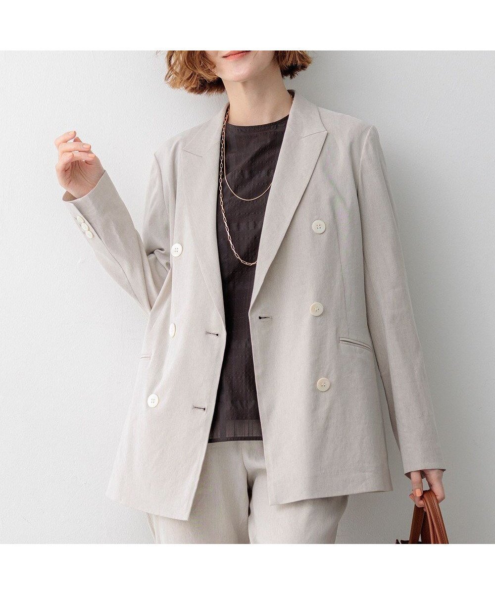 【23区/NIJYUSANKU】の【CanCam掲載】リネンレーヨンストレッチ ダブルジャケット インテリア・キッズ・メンズ・レディースファッション・服の通販 founy(ファニー) 　雑誌掲載アイテム　Magazine Picks & Fashion Features　ファッション雑誌　Fashion Magazines　キャンキャン　CanCam　ファッション　Fashion　レディースファッション　Fashion for Women　アウター　Coat / Outerwear Collection　レディースジャケット・軽アウター　Jackets　春　Spring　4月号　April Issue　ジャケット　Jacket, Outerwear　ストレッチ　Stretch, Stretchy Fabric　セットアップ　Set-Up, Coordinated Outfit　雑誌　Magazine, Fashion Magazine　ダブル　Double, Double-Breasted　デニム　Denim, Jeans Material　フロント　Front, Front Design　リネン　Linen, Linen Fabric　リラックス　Relax, Relaxed Fit　S/S・春夏　SS, Spring/Summer, Warm Season　おすすめ　Recommended / Our Picks　夏　Summer　エレガント 上品　Elegant　2026年　2026　ベージュ系|ID: prp329100004910717 ipo3291000000036794901