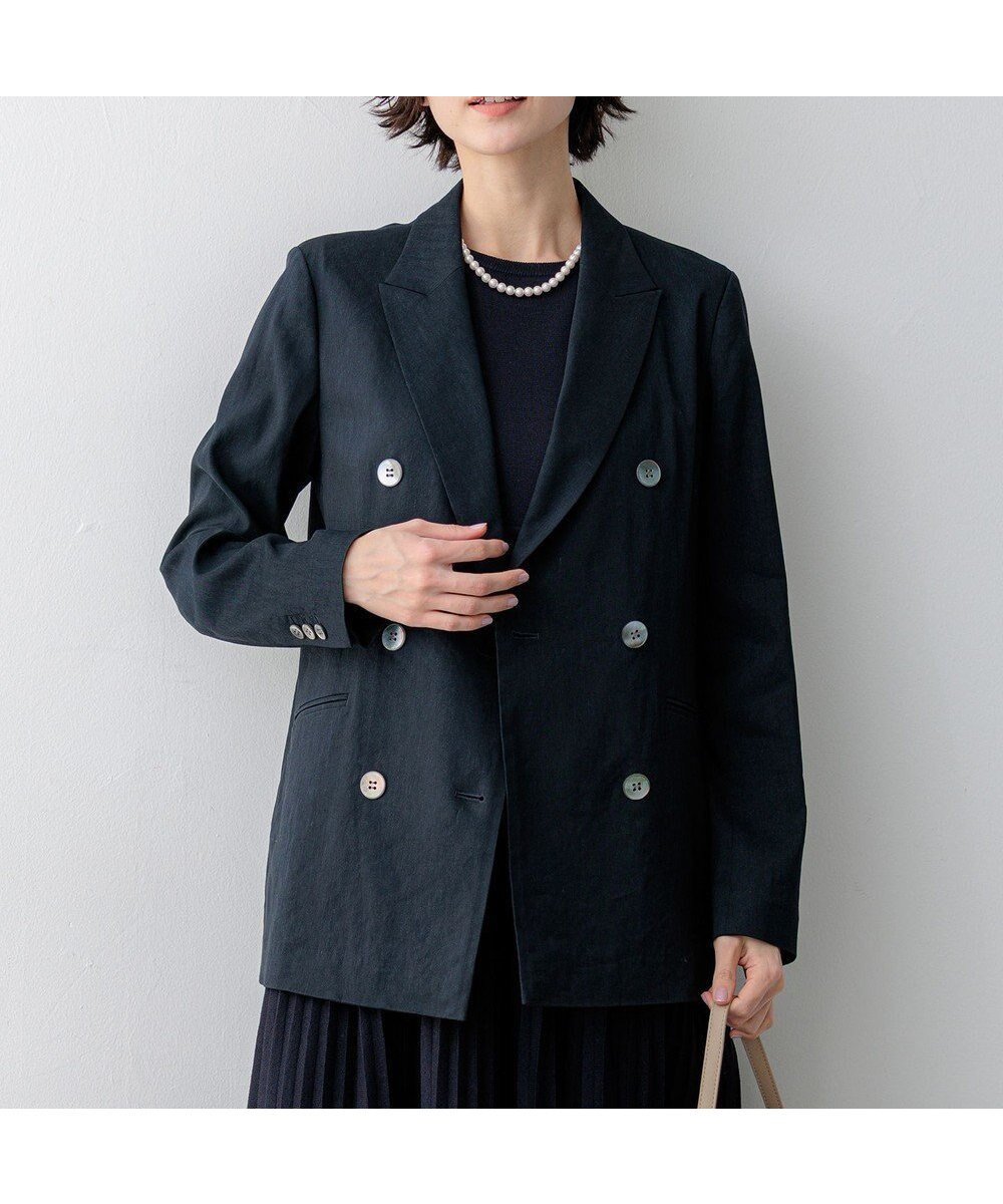 【23区/NIJYUSANKU】の【CanCam掲載】リネンレーヨンストレッチ ダブルジャケット インテリア・キッズ・メンズ・レディースファッション・服の通販 founy(ファニー) 　雑誌掲載アイテム　Magazine Picks & Fashion Features　ファッション雑誌　Fashion Magazines　キャンキャン　CanCam　ファッション　Fashion　レディースファッション　Fashion for Women　アウター　Coat / Outerwear Collection　レディースジャケット・軽アウター　Jackets　春　Spring　4月号　April Issue　ジャケット　Jacket, Outerwear　ストレッチ　Stretch, Stretchy Fabric　セットアップ　Set-Up, Coordinated Outfit　雑誌　Magazine, Fashion Magazine　ダブル　Double, Double-Breasted　デニム　Denim, Jeans Material　フロント　Front, Front Design　リネン　Linen, Linen Fabric　リラックス　Relax, Relaxed Fit　S/S・春夏　SS, Spring/Summer, Warm Season　おすすめ　Recommended / Our Picks　夏　Summer　エレガント 上品　Elegant　2026年　2026　ネイビー系|ID: prp329100004910717 ipo3291000000036794903