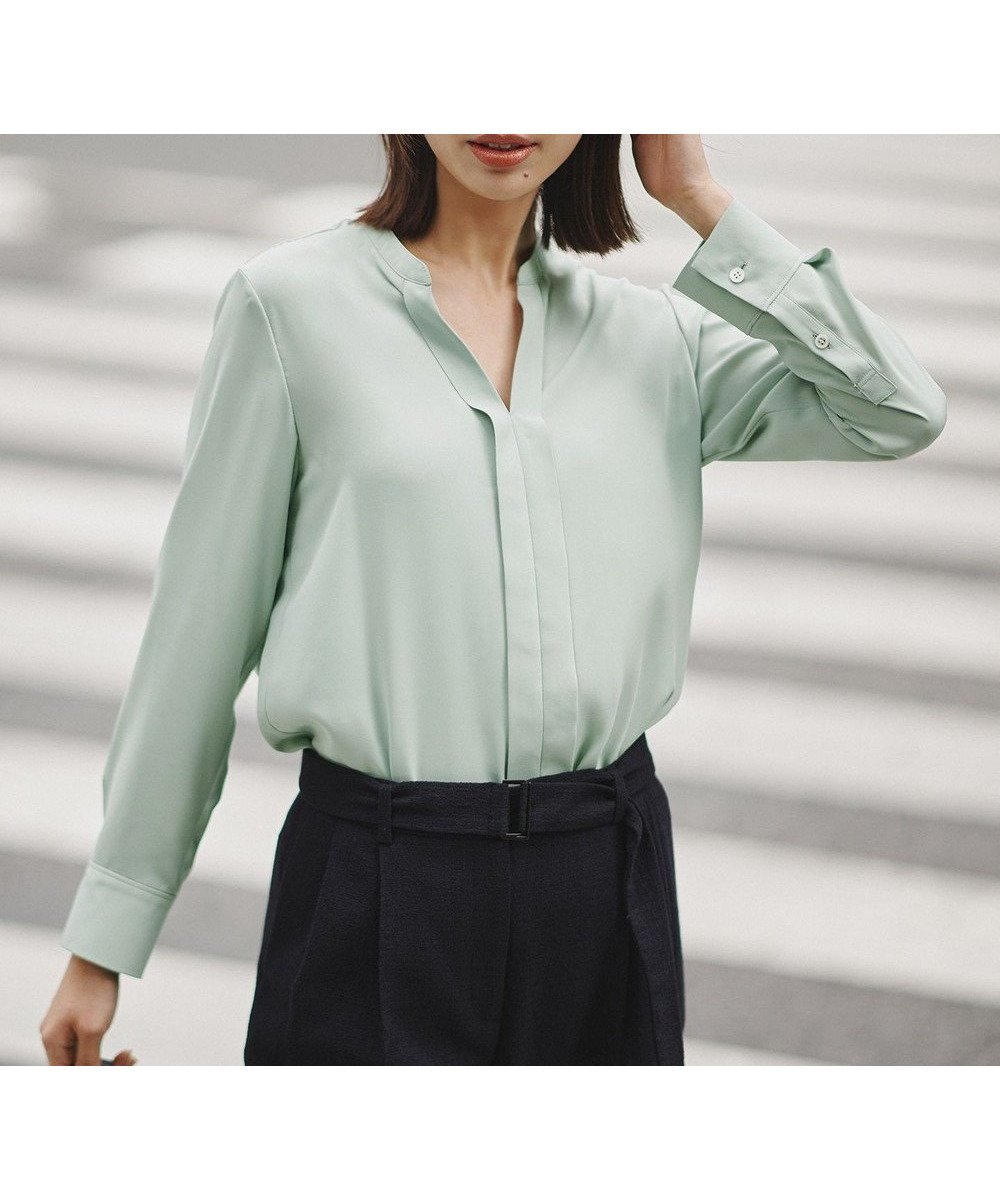 【アイシービー/iCB】の【新色追加・WEB限定】BackSatinAmunzen キーネックブラウス インテリア・キッズ・メンズ・レディースファッション・服の通販 founy(ファニー) ファッション Fashion レディースファッション Fashion for Women トップス・カットソー Cut & Sew Tops シャツ・ブラウス・オフィスカジュアル Elegant Blouses & Button-Ups インナー Innerwear サテン Satin, Glossy Fabric ジャケット Jacket, Outerwear ストライプ Stripe, Striped Pattern チェーン Chain, Chain Strap 人気 Popular, Best Seller ハイネック High Neck, Mock Neck プリント Print, Printed Pattern ボトム Bottoms, Lower Wear A/W・秋冬 Autumn/Winter おすすめ Recommended / Our Picks セレモニー Ceremony ビジネス 仕事 通勤 Business / Work / Commuting 2025年 2025 2025-2026秋冬・A/W Autumn/Winter 2025–26 AW25–26 スモークグリーン|ID: prp329100004910771 ipo3291000000036795361