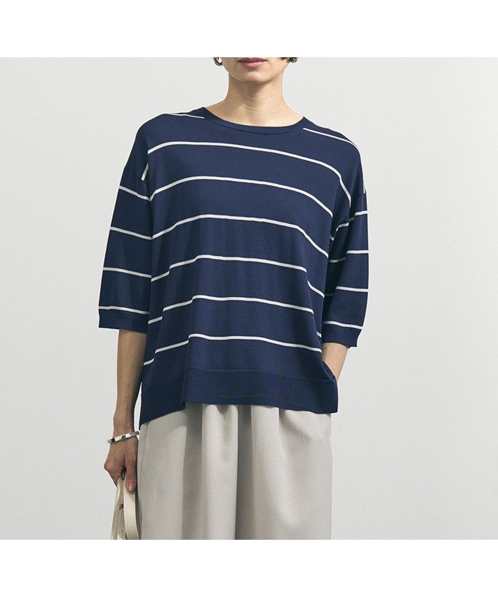 【アンフィーロ 自由区/UNFILO】のスゴ機能美ニット ハーフスリーブ インテリア・キッズ・メンズ・レディースファッション・服の通販 founy(ファニー) ファッション Fashion レディースファッション Fashion for Women トップス・カットソー Cut & Sew Tops ニット Knit Tops & Sweaters ウォッシャブル Machine Washable 春 Spring 秋 Autumn キャミソール Camisole, Spaghetti Strap Top コンパクト Compact, Small Size 抗菌 Antibacterial, Bacteria-Resistant スクエア Square, Square Shape ストレッチ Stretch, Stretchy Fabric スリット Slit, Slit Detail スリーブ Sleeve, Long Sleeve / Short Sleeve セーター Sweater, Knitwear ハーフ Half, Half-Length ヘムライン Hemline, Bottom Cut ボトム Bottoms, Lower Wear S/S・春夏 SS, Spring/Summer, Warm Season 再入荷 Restock / Back in Stock 夏 Summer エレガント 上品 Elegant 新作・新入荷 New Arrivals / New In ネイビーボーダー|ID: prp329100004910812 ipo3291000000036795902