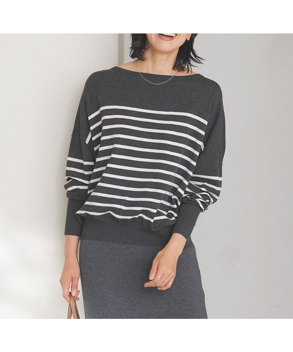 【アンフィーロ 自由区/UNFILO】のマイビューティニット ドルマン インテリア・キッズ・メンズ・レディースファッション・服の通販 founy(ファニー) 　ファッション　Fashion　レディースファッション　Fashion for Women　トップス・カットソー　Cut & Sew Tops　ニット　Knit Tops & Sweaters　ウォッシャブル　Machine Washable　カーディガン　Cardigan, Knitwear　セーター　Sweater, Knitwear　タートルネック　Turtleneck, High Neck　ペプラム　Peplum, Flared Hem　抗菌　Antibacterial, Bacteria-Resistant　無地　Plain, Solid Color　A/W・秋冬　Autumn/Winter　チャコールボーダー|ID: prp329100004914387 ipo3291000000036829765