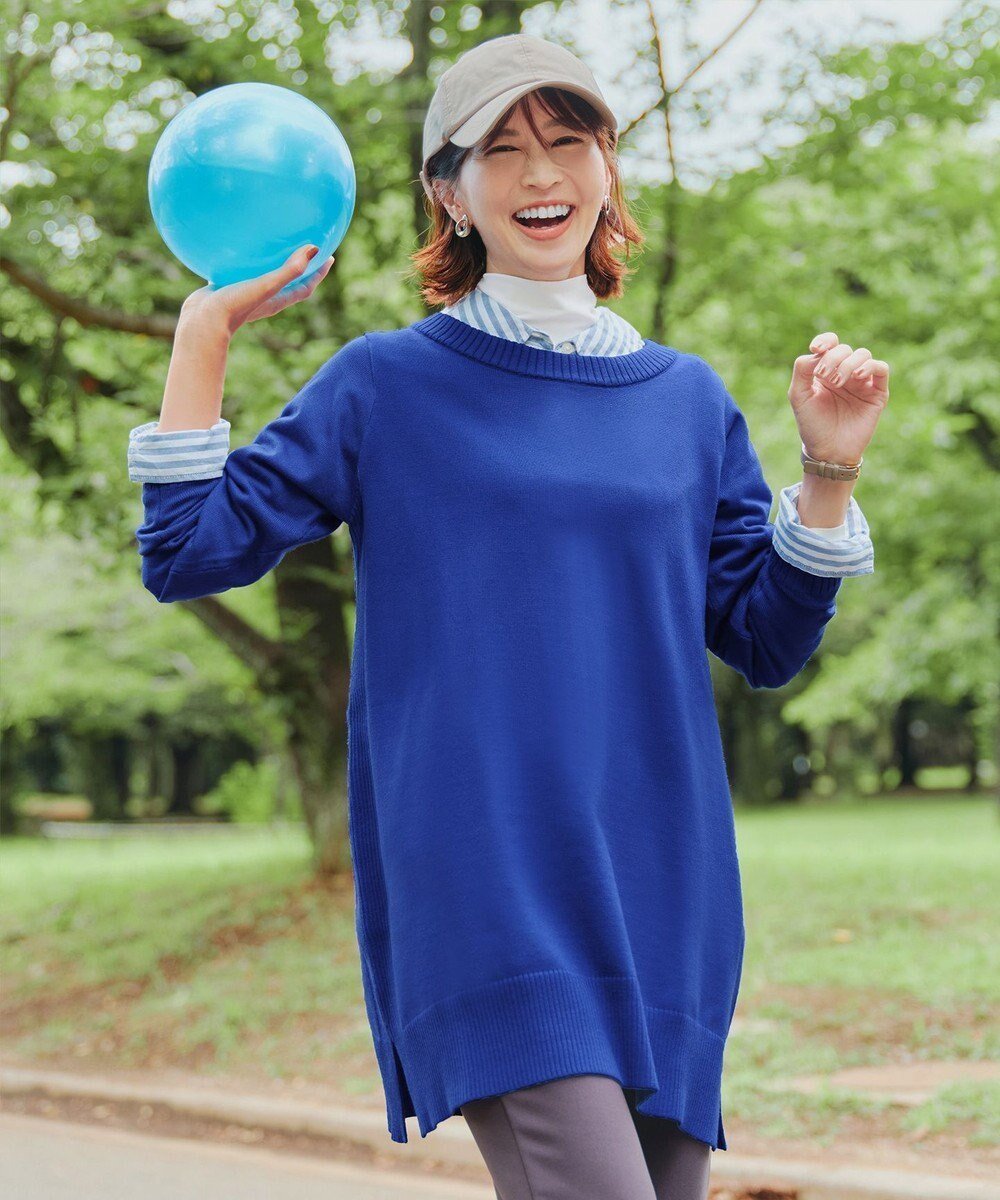 【ティアクラッセ/Tiaclasse】の【安田美沙子さん着用・選べる2type】もちニットチュニック インテリア・キッズ・メンズ・レディースファッション・服の通販 founy(ファニー) 　ファッション　Fashion　レディースファッション　Fashion for Women　トップス・カットソー　Cut & Sew Tops　ニット　Knit Tops & Sweaters　アクセサリー　Fashion Accessories　洗える　Machine Washable　秋　Autumn　コンパクト　Compact, Small Size　シューズ　Shoes, Footwear　シンプル　Simple, Minimal　スリット　Slit, Slit Detail　セーター　Sweater, Knitwear　チュニック　Tunic, Long Top　長袖　Long Sleeve, Full Sleeve　ポケット　Pocket, Pocket Detail　ラウンド　Round, Round Neck　リブニット　Rib Knit, Ribbed Knit　冬　Winter / This Winter　A/W・秋冬　Autumn/Winter　再入荷　Restock / Back in Stock　プチプライス・低価格　Affordable / Budget Price　おすすめ　Recommended / Our Picks　エレガント 上品　Elegant　新作・新入荷　New Arrivals / New In　ビジネス 仕事 通勤　Business / Work / Commuting　ボートネック:ダークブルー|ID: prp329100004914392 ipo3291000000036829813