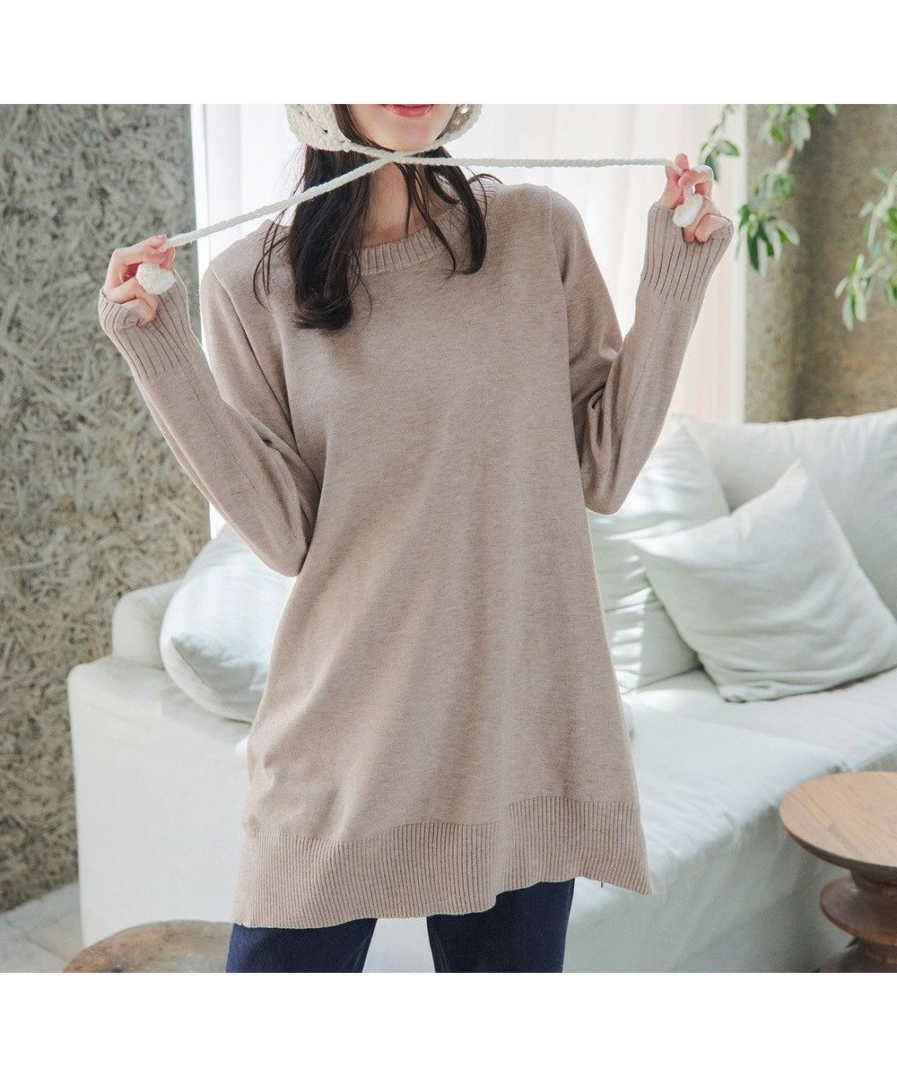 【ティアクラッセ/Tiaclasse】の【安田美沙子さん着用・選べる2type】もちニットチュニック インテリア・キッズ・メンズ・レディースファッション・服の通販 founy(ファニー) 　ファッション　Fashion　レディースファッション　Fashion for Women　トップス・カットソー　Cut & Sew Tops　ニット　Knit Tops & Sweaters　アクセサリー　Fashion Accessories　洗える　Machine Washable　秋　Autumn　コンパクト　Compact, Small Size　シューズ　Shoes, Footwear　シンプル　Simple, Minimal　スリット　Slit, Slit Detail　セーター　Sweater, Knitwear　チュニック　Tunic, Long Top　長袖　Long Sleeve, Full Sleeve　ポケット　Pocket, Pocket Detail　ラウンド　Round, Round Neck　リブニット　Rib Knit, Ribbed Knit　冬　Winter / This Winter　A/W・秋冬　Autumn/Winter　再入荷　Restock / Back in Stock　プチプライス・低価格　Affordable / Budget Price　おすすめ　Recommended / Our Picks　エレガント 上品　Elegant　新作・新入荷　New Arrivals / New In　ビジネス 仕事 通勤　Business / Work / Commuting　ボートネック:ベージュ|ID: prp329100004914392 ipo3291000000036829816