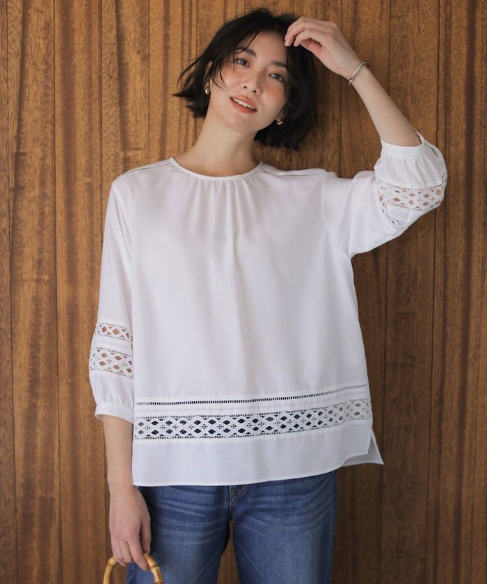 【ジェイ プレス/J.PRESS】のスパンソフトクロス刺繍 ブラウス インテリア・キッズ・メンズ・レディースファッション・服の通販 founy(ファニー) https://founy.com/ ファッション Fashion レディースファッション Fashion for Women トップス・カットソー Cut & Sew Tops シャツ・ブラウス・オフィスカジュアル Elegant Blouses & Button-Ups イエロー Yellow 春 Spring デコルテ Décolleté, Neckline デニム Denim, Jeans Material レース Lace, Lace Fabric S/S・春夏 SS, Spring/Summer, Warm Season 夏 Summer エレガント 上品 Elegant |ID: prp329100004917080 ipo3291000000036867816