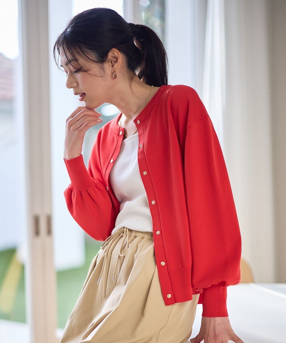 【エニー/ANY】のスプリングカラーニットカーディガン インテリア・キッズ・メンズ・レディースファッション・服の通販 founy(ファニー) 　ファッション　Fashion　レディースファッション　Fashion for Women　トップス・カットソー　Cut & Sew Tops　ニット　Knit Tops & Sweaters　カーディガン・羽織り　Layered Style Cardigans　インナー　Innerwear　春　Spring　カーディガン　Cardigan, Knitwear　羽織　Haori, Light Jacket　リラックス　Relax, Relaxed Fit　S/S・春夏　SS, Spring/Summer, Warm Season　おすすめ　Recommended / Our Picks　夏　Summer　ビジネス 仕事 通勤　Business / Work / Commuting　レッド|ID: prp329100004918003 ipo3291000000036886537