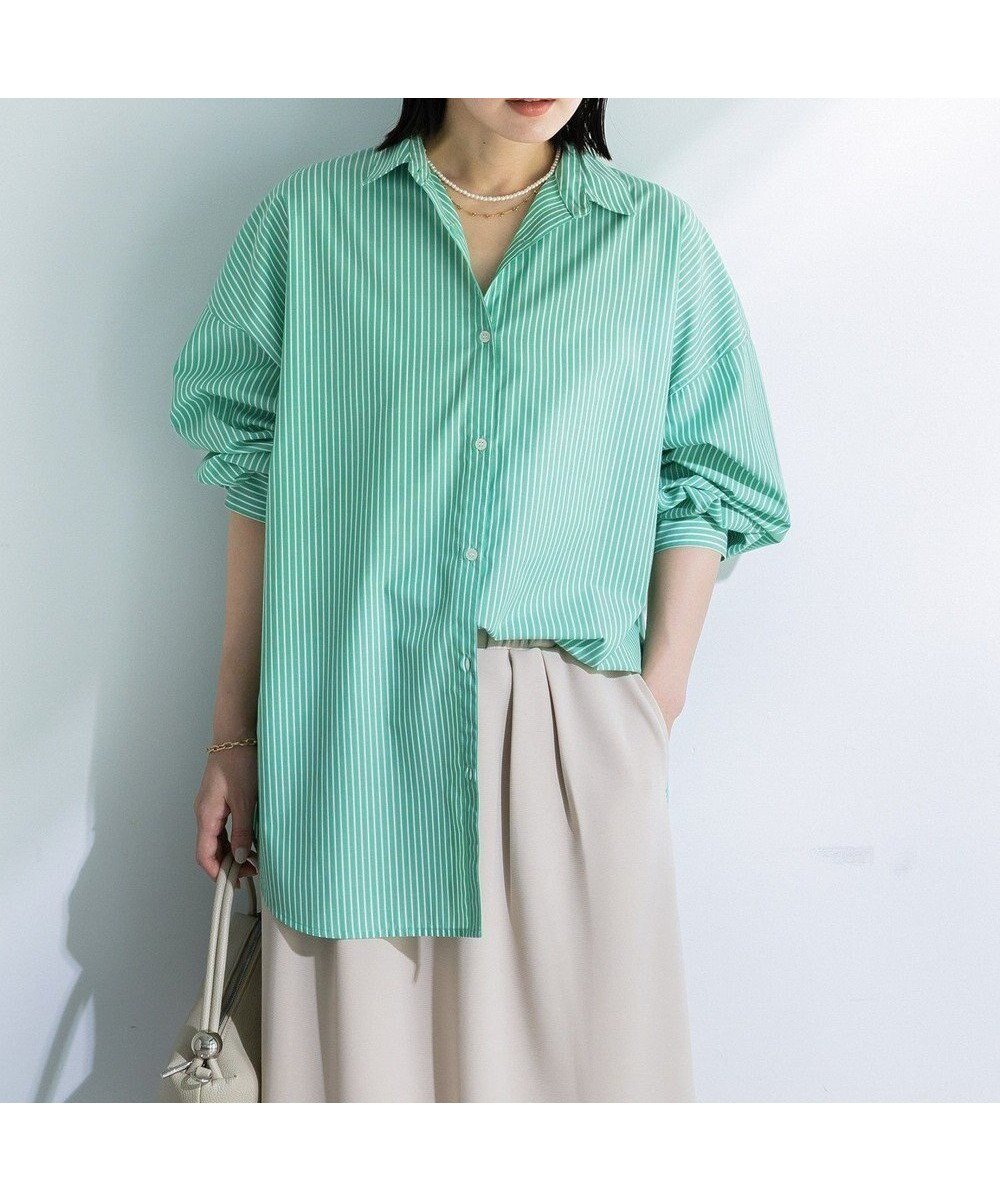 【グリーンパークス/Green Parks】のイージーケア抜け衿シャツ インテリア・キッズ・メンズ・レディースファッション・服の通販 founy(ファニー) 　ファッション　Fashion　レディースファッション　Fashion for Women　トップス・カットソー　Cut & Sew Tops　シャツ・ブラウス・オフィスカジュアル　Elegant Blouses & Button-Ups　インナー　Innerwear　シンプル　Simple, Minimal　ポケット　Pocket, Pocket Detail　エレガント 上品　Elegant　夏　Summer　春　Spring　S/S・春夏　SS, Spring/Summer, Warm Season　Stripe Green|ID: prp329100004918932 ipo3291000000036898654
