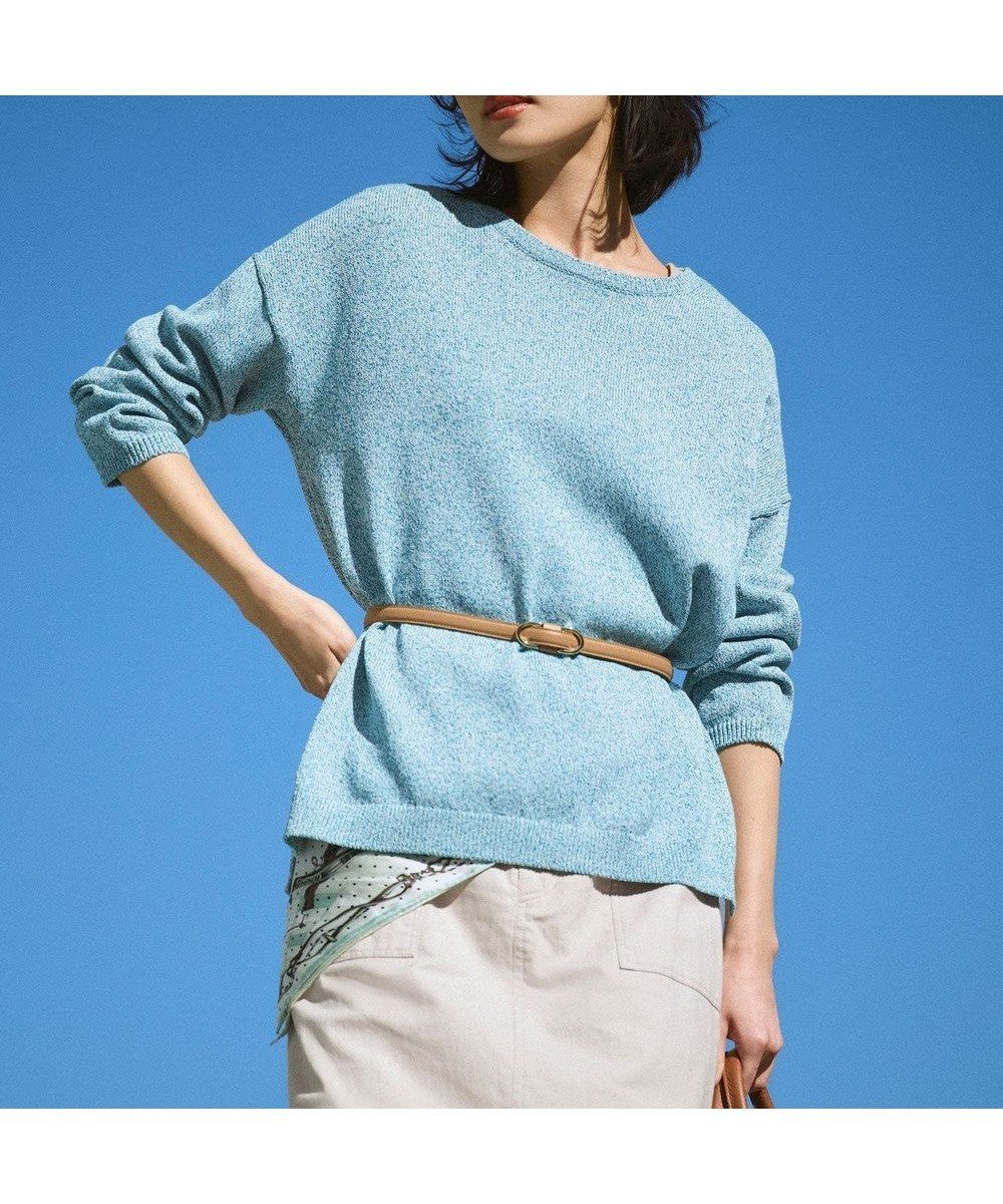 【23区/NIJYUSANKU】のコットンギマムリネ チュニック ニット インテリア・キッズ・メンズ・レディースファッション・服の通販 founy(ファニー) 　ファッション　Fashion　レディースファッション　Fashion for Women　トップス・カットソー　Cut & Sew Tops　ニット　Knit Tops & Sweaters　イエロー　Yellow　春　Spring　スリット　Slit, Slit Detail　セーター　Sweater, Knitwear　チュニック　Tunic, Long Top　デニム　Denim, Jeans Material　ミックス　Mix, Mixed Style　リラックス　Relax, Relaxed Fit　ワイド　Wide, Wide Fit　S/S・春夏　SS, Spring/Summer, Warm Season　おすすめ　Recommended / Our Picks　夏　Summer　エレガント 上品　Elegant　2026年　2026　ブルー系|ID: prp329100004918971 ipo3291000000036898975