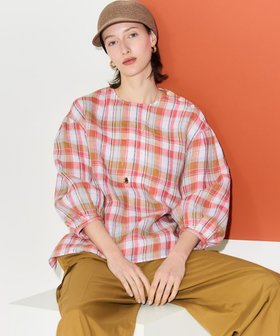 【23区/NIJYUSANKU】 【先行予約】LIBECOリネン チェック ボリュームスリーブ ブラウス人気、トレンドファッション・服の通販 founy(ファニー) ファッション Fashion レディースファッション Fashion for Women トップス・カットソー Cut & Sew Tops シャツ・ブラウス・オフィスカジュアル Elegant Blouses & Button-Ups ボリューム袖・フリルスリーブブラウス Voluminous & Ruffle Sleeves / Puffy Sleeve Tops オレンジ Orange 春 Spring シンプル Simple, Minimal スリーブ Sleeve, Long Sleeve / Short Sleeve チェック Check, Plaid, Tartan デニム Denim, Jeans Material フォルム Silhouette, Form ベーシック Basic, Essential ポケット Pocket, Pocket Detail リネン Linen, Linen Fabric リラックス Relax, Relaxed Fit ワイド Wide, Wide Fit S/S・春夏 SS, Spring/Summer, Warm Season おすすめ Recommended / Our Picks 夏 Summer 2026年 2026 |ID:prp329100004918997