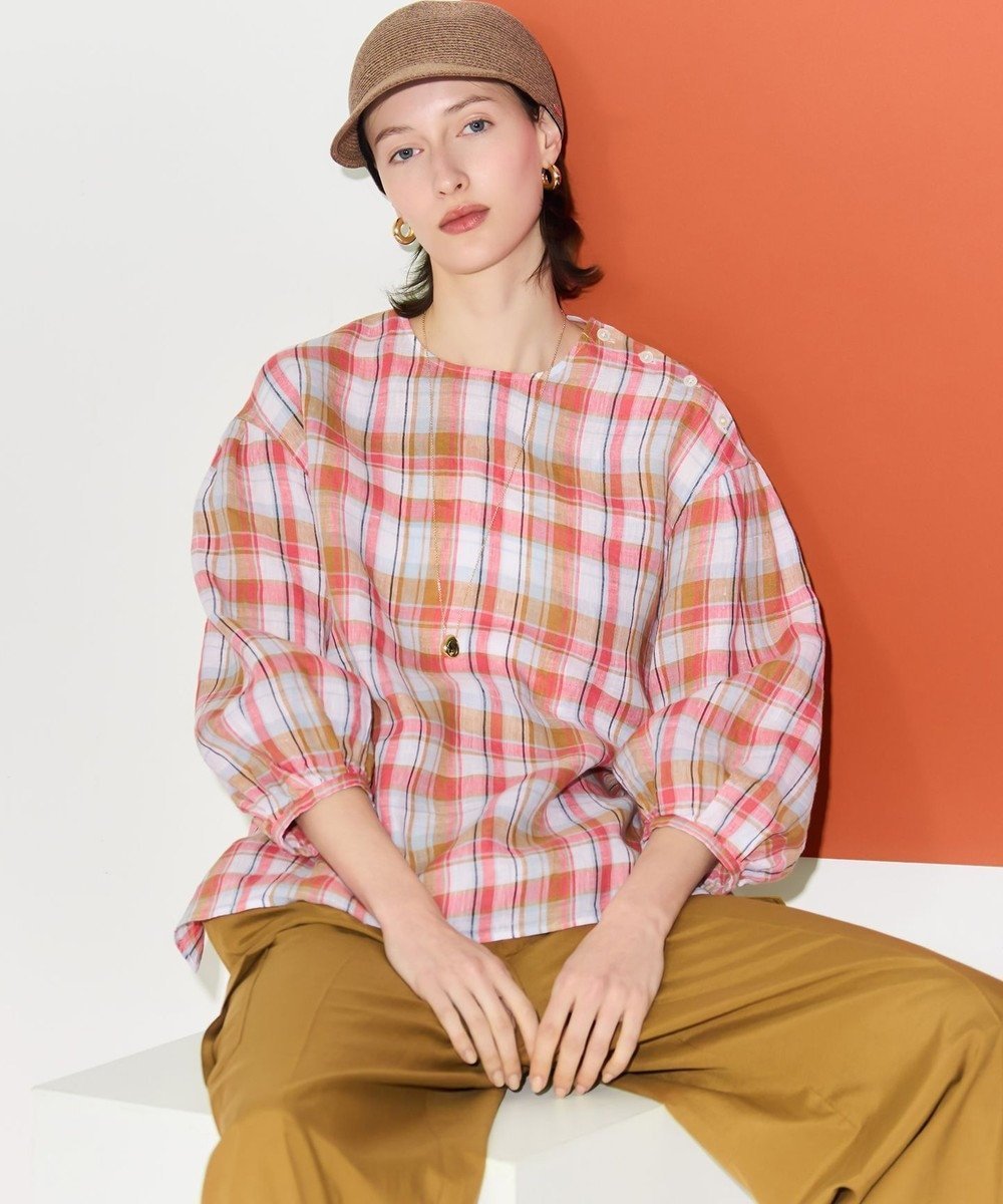 【23区/NIJYUSANKU】の【先行予約】LIBECOリネン チェック ボリュームスリーブ ブラウス インテリア・キッズ・メンズ・レディースファッション・服の通販 founy(ファニー) ファッション Fashion レディースファッション Fashion for Women トップス・カットソー Cut & Sew Tops シャツ・ブラウス・オフィスカジュアル Elegant Blouses & Button-Ups ボリューム袖・フリルスリーブブラウス Voluminous & Ruffle Sleeves / Puffy Sleeve Tops オレンジ Orange 春 Spring シンプル Simple, Minimal スリーブ Sleeve, Long Sleeve / Short Sleeve チェック Check, Plaid, Tartan デニム Denim, Jeans Material フォルム Silhouette, Form ベーシック Basic, Essential ポケット Pocket, Pocket Detail リネン Linen, Linen Fabric リラックス Relax, Relaxed Fit ワイド Wide, Wide Fit S/S・春夏 SS, Spring/Summer, Warm Season おすすめ Recommended / Our Picks 夏 Summer 2026年 2026 オレンジチェック|ID: prp329100004918997 ipo3291000000036899340