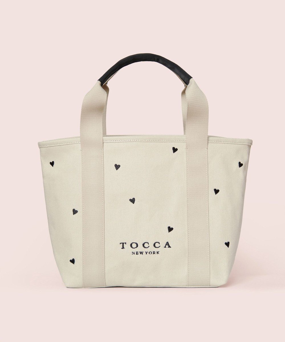【トッカ/TOCCA】の【大人百花コラボカラー有・WEB&一部店舗限定】LUCKY SHOWER CANVASTOTE キャンバス トートバッグ インテリア・キッズ・メンズ・レディースファッション・服の通販 founy(ファニー) 　ファッション　Fashion　レディースファッション　Fashion for Women　バッグ　Bags　アウトドア　Outdoor Clothing　キャンバス　Canvas, Canvas Fabric　財布　Wallet, Purse　テクスチャー　Texture, Textured Fabric　フェミニン　Feminine, Girly　フロント　Front, Front Design　ポケット　Pocket, Pocket Detail　モチーフ　Motif, Design Theme　リボン　Ribbon, Bow　リュクス　Luxury, Elegant, High-End, Chic　ワンポイント　One Point, Statement Accent　旅行　Travel　ビジネス 仕事 通勤　Business / Work / Commuting　[新色]ベージュ×ブラックハート柄|ID: prp329100004921782 ipo3291000000036928441