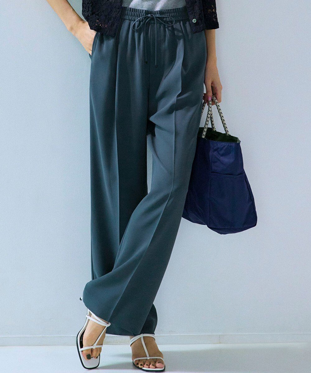 【23区/NIJYUSANKU】の【Oggi掲載/接触冷感/UVカット/吸水速乾】ストレッチジョーゼット ワイド パンツ インテリア・キッズ・メンズ・レディースファッション・服の通販 founy(ファニー) 　雑誌掲載アイテム　Magazine Picks & Fashion Features　ファッション雑誌　Fashion Magazines　オッジ　Oggi　ファッション　Fashion　レディースファッション　Fashion for Women　パンツ　Pants & Trousers　エレガント 上品　Elegant　春　Spring　5月号　May Issue　ギャザー　Gathered, Ruffled　吸水　Absorbent, Quick-Dry　ジャケット　Jacket, Outerwear　ジョーゼット　Georgette, Semi-Sheer Fabric　ストレッチ　Stretch, Stretchy Fabric　セットアップ　Set-Up, Coordinated Outfit　雑誌　Magazine, Fashion Magazine　フォルム　Silhouette, Form　ワイド　Wide, Wide Fit　S/S・春夏　SS, Spring/Summer, Warm Season　おすすめ　Recommended / Our Picks　夏　Summer　ダークグリーン系|ID: prp329100004921871 ipo3291000000036929473