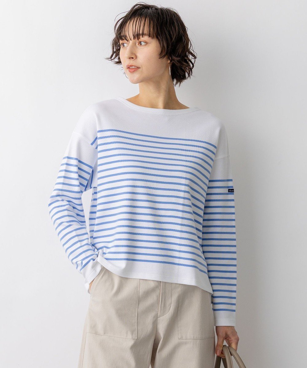 【23区/NIJYUSANKU】のArmor-lux パネルボーダー クロップド カットソー インテリア・キッズ・メンズ・レディースファッション・服の通販 founy(ファニー) 　ファッション　Fashion　レディースファッション　Fashion for Women　トップス・カットソー　Cut & Sew Tops　シャツ・ブラウス・オフィスカジュアル　Elegant Blouses & Button-Ups　ロングTシャツ・Tシャツ　Longline T-Shirts & Tees　カットソー・ベーシックTシャツ　Cut-and-Sewn Tops / Stretch Tees & Basics　春　Spring　カットソー　Cut and Sewn Top　クロップド　Cropped, Short Length　なめらか　Smooth, Silky Texture　バスク　Basque, Basque Style　バランス　Balance, Style Balance　フェミニン　Feminine, Girly　フランス　France, French　フレンチ　French, French Style　ベーシック　Basic, Essential　ボーダー　Border, Stripe　リラックス　Relax, Relaxed Fit　ワーク　Workwear, Utility Style　S/S・春夏　SS, Spring/Summer, Warm Season　夏　Summer　エレガント 上品　Elegant　2026年　2026　ブルー系|ID: prp329100004921898 ipo3291000000036929732