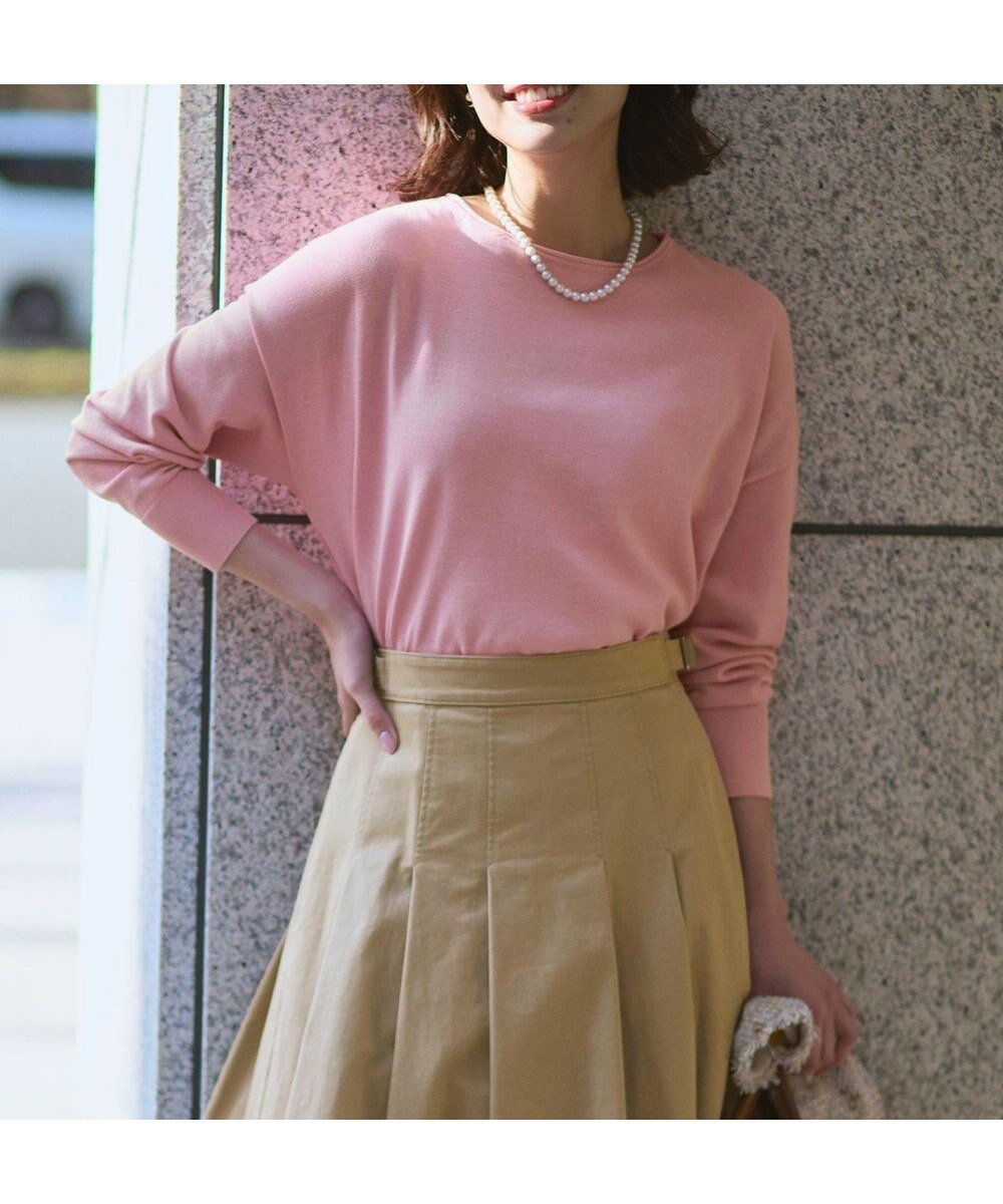 【23区/NIJYUSANKU】のコットンポリエステルストレッチ オーバーサイズ ニット インテリア・キッズ・メンズ・レディースファッション・服の通販 founy(ファニー) 　ファッション　Fashion　レディースファッション　Fashion for Women　トップス・カットソー　Cut & Sew Tops　ニット　Knit Tops & Sweaters　イエロー　Yellow　春　Spring　コンパクト　Compact, Small Size　スリット　Slit, Slit Detail　セーター　Sweater, Knitwear　チュニック　Tunic, Long Top　S/S・春夏　SS, Spring/Summer, Warm Season　夏　Summer　2026年　2026　ピンク系|ID: prp329100004921905 ipo3291000000036929780