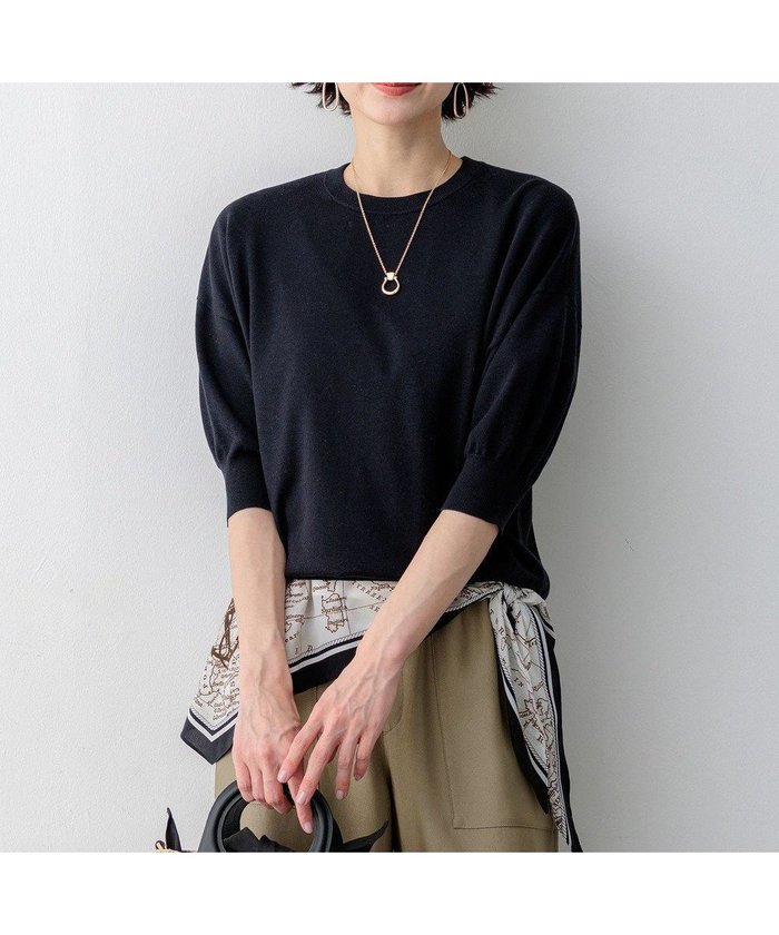 【23区/NIJYUSANKU】の【見上愛さん着用】キュプラコットン プルオーバー ニット インテリア・キッズ・メンズ・レディースファッション・服の通販 founy(ファニー) https://founy.com/ ファッション Fashion レディースファッション Fashion for Women トップス・カットソー Cut & Sew Tops ニット Knit Tops & Sweaters カジュアルプルオーバー・ニットトップス Pullovers & Knit Tops / Casual Pullovers 春 Spring カットソー Cut and Sewn Top キュプラ Cupro, Eco Fabric セーター Sweater, Knitwear デニム Denim, Jeans Material リラックス Relax, Relaxed Fit ワイド Wide, Wide Fit S/S・春夏 SS, Spring/Summer, Warm Season 夏 Summer エレガント 上品 Elegant 2026年 2026 |ID: prp329100004921940 ipo3291000000036930094