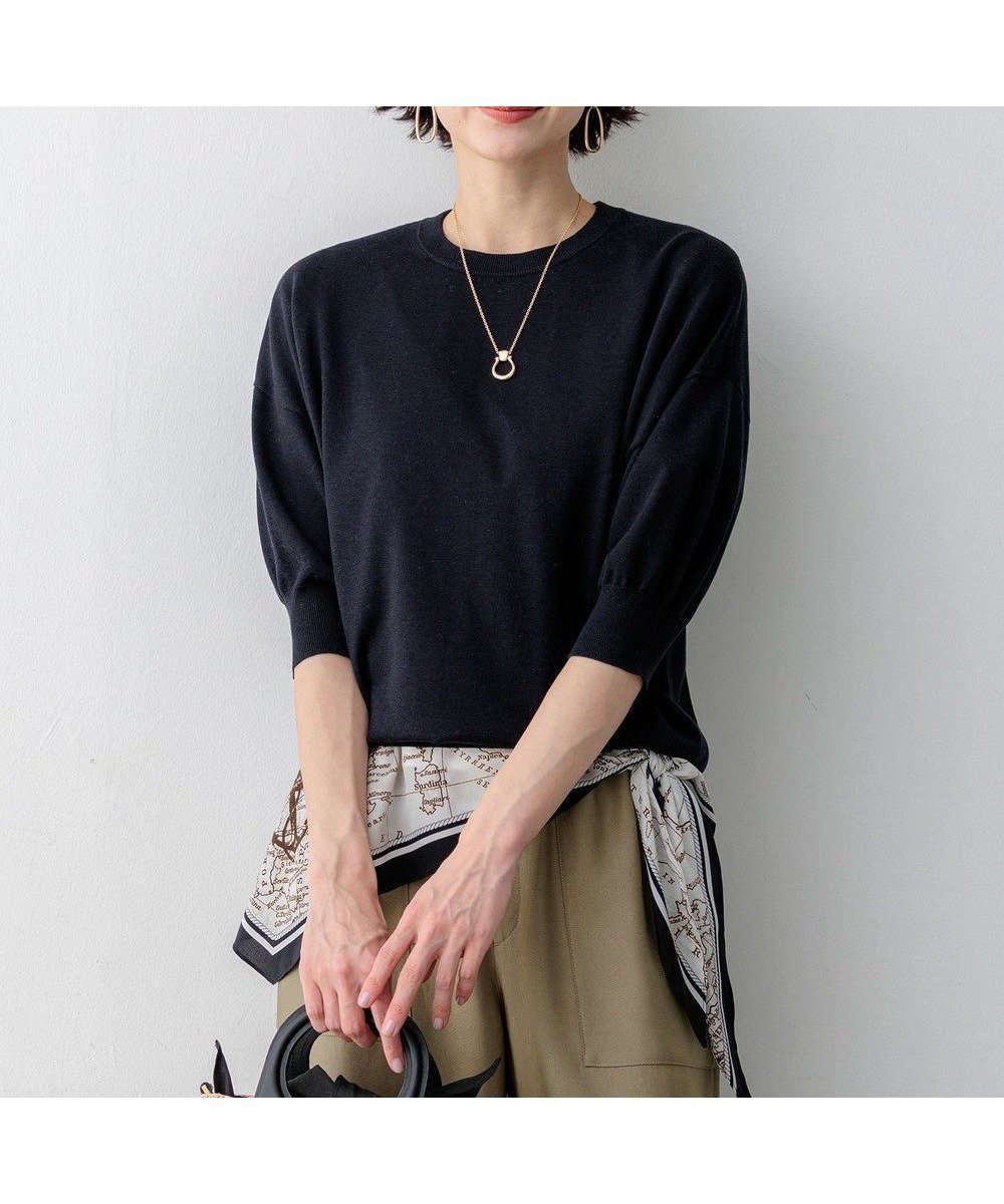 【23区/NIJYUSANKU】の【見上愛さん着用】キュプラコットン プルオーバー ニット インテリア・キッズ・メンズ・レディースファッション・服の通販 founy(ファニー) 　ファッション　Fashion　レディースファッション　Fashion for Women　トップス・カットソー　Cut & Sew Tops　ニット　Knit Tops & Sweaters　カジュアルプルオーバー・ニットトップス　Pullovers & Knit Tops / Casual Pullovers　春　Spring　カットソー　Cut and Sewn Top　キュプラ　Cupro, Eco Fabric　セーター　Sweater, Knitwear　デニム　Denim, Jeans Material　リラックス　Relax, Relaxed Fit　ワイド　Wide, Wide Fit　S/S・春夏　SS, Spring/Summer, Warm Season　夏　Summer　エレガント 上品　Elegant　2026年　2026　ネイビー系|ID: prp329100004921940 ipo3291000000036930097