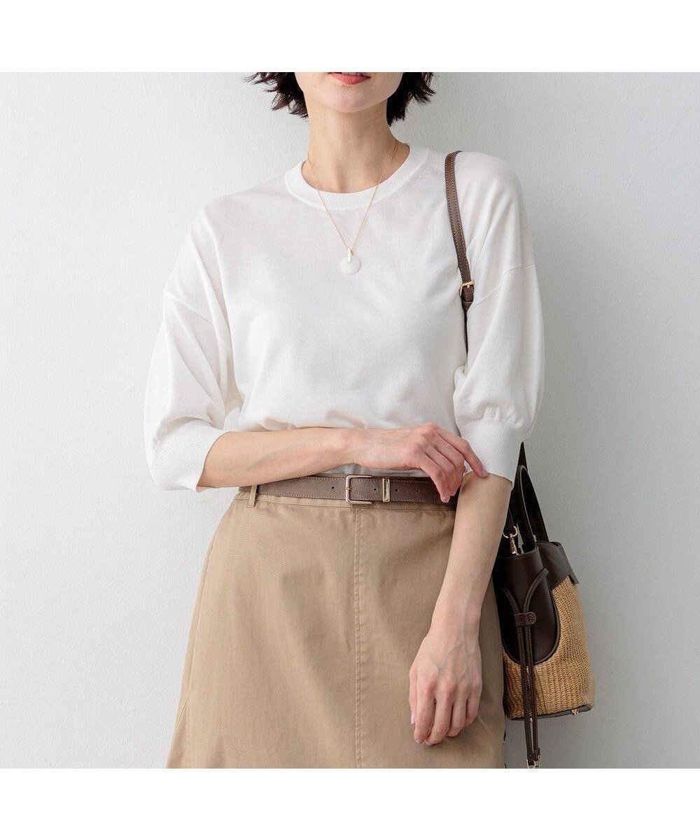 【23区/NIJYUSANKU】の【見上愛さん着用】キュプラコットン プルオーバー ニット インテリア・キッズ・メンズ・レディースファッション・服の通販 founy(ファニー) 　ファッション　Fashion　レディースファッション　Fashion for Women　トップス・カットソー　Cut & Sew Tops　ニット　Knit Tops & Sweaters　カジュアルプルオーバー・ニットトップス　Pullovers & Knit Tops / Casual Pullovers　春　Spring　カットソー　Cut and Sewn Top　キュプラ　Cupro, Eco Fabric　セーター　Sweater, Knitwear　デニム　Denim, Jeans Material　リラックス　Relax, Relaxed Fit　ワイド　Wide, Wide Fit　S/S・春夏　SS, Spring/Summer, Warm Season　夏　Summer　エレガント 上品　Elegant　2026年　2026　ホワイト系|ID: prp329100004921940 ipo3291000000036930100