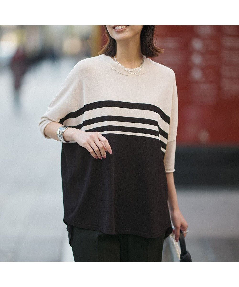 【アイシービー/iCB】の【WEB限定カラーあり】VIS/NYハイゲージ プルオーバーニット インテリア・キッズ・メンズ・レディースファッション・服の通販 founy(ファニー) 　ファッション　Fashion　レディースファッション　Fashion for Women　トップス・カットソー　Cut & Sew Tops　ニット　Knit Tops & Sweaters　カジュアルプルオーバー・ニットトップス　Pullovers & Knit Tops / Casual Pullovers　インナー　Innerwear　春　Spring　カーディガン　Cardigan, Knitwear　コンパクト　Compact, Small Size　今季　This Season, Current Season　ジャケット　Jacket, Outerwear　ストレッチ　Stretch, Stretchy Fabric　センター　Center, Center Line　セーター　Sweater, Knitwear　人気　Popular, Best Seller　ボーダー　Border, Stripe　半袖　Short Sleeve, Half Sleeve　ラウンド　Round, Round Neck　ランダム　Random, Irregular　ワイド　Wide, Wide Fit　S/S・春夏　SS, Spring/Summer, Warm Season　夏　Summer　エレガント 上品　Elegant　2026年　2026　トープ×ブラックボーダー[WEB限定]|ID: prp329100004921946 ipo3291000000036930150