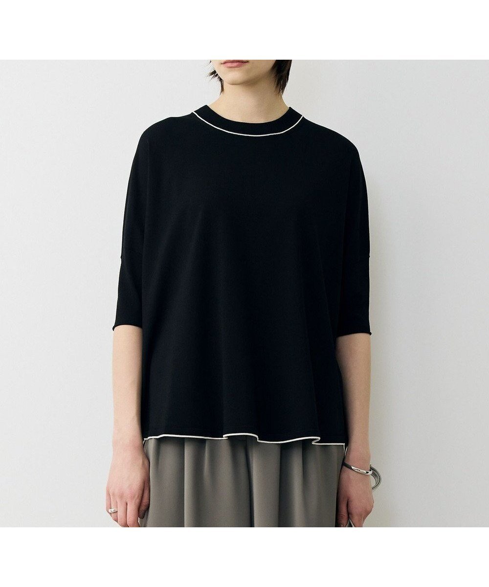 【アイシービー/iCB】の【WEB限定カラーあり】VIS/NYハイゲージ プルオーバーニット インテリア・キッズ・メンズ・レディースファッション・服の通販 founy(ファニー) 　ファッション　Fashion　レディースファッション　Fashion for Women　トップス・カットソー　Cut & Sew Tops　ニット　Knit Tops & Sweaters　カジュアルプルオーバー・ニットトップス　Pullovers & Knit Tops / Casual Pullovers　インナー　Innerwear　春　Spring　カーディガン　Cardigan, Knitwear　コンパクト　Compact, Small Size　今季　This Season, Current Season　ジャケット　Jacket, Outerwear　ストレッチ　Stretch, Stretchy Fabric　センター　Center, Center Line　セーター　Sweater, Knitwear　人気　Popular, Best Seller　ボーダー　Border, Stripe　半袖　Short Sleeve, Half Sleeve　ラウンド　Round, Round Neck　ランダム　Random, Irregular　ワイド　Wide, Wide Fit　S/S・春夏　SS, Spring/Summer, Warm Season　夏　Summer　エレガント 上品　Elegant　2026年　2026　ブラック×トープライン|ID: prp329100004921946 ipo3291000000036930155