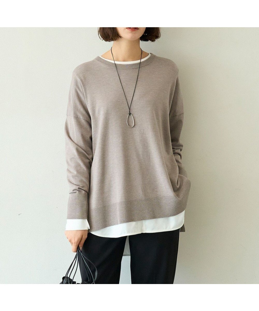 【アンフィーロ 自由区/UNFILO】のマイビューティニット ワイドクルーネック インテリア・キッズ・メンズ・レディースファッション・服の通販 founy(ファニー) 　ファッション　Fashion　レディースファッション　Fashion for Women　トップス・カットソー　Cut & Sew Tops　ニット　Knit Tops & Sweaters　ウォッシャブル　Machine Washable　抗菌　Antibacterial, Bacteria-Resistant　セーター　Sweater, Knitwear　ツイスト　Tweed, Tweed Fabric　トレンド　Trend, Trending Now　人気　Popular, Best Seller　ブロック　Block, Solid Block Pattern　ヘムライン　Hemline, Bottom Cut　ボトム　Bottoms, Lower Wear　ボーダー　Border, Stripe　モダン　Modern, Contemporary　無地　Plain, Solid Color　ワイド　Wide, Wide Fit　A/W・秋冬　Autumn/Winter　モカ|ID: prp329100004925180 ipo3291000000036957859